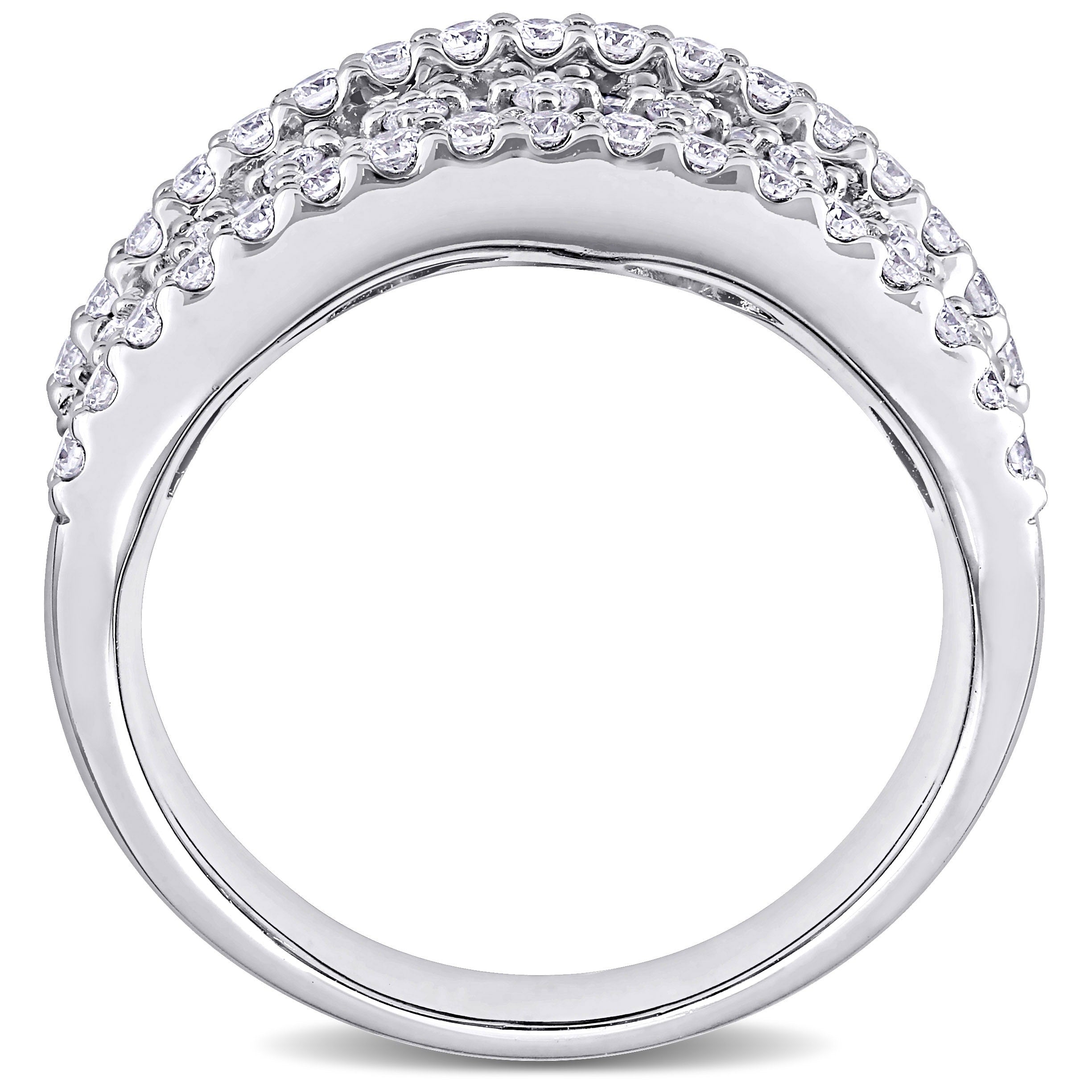 Miadora 14k White Gold 1 1/2ct TDW Diamond Multi-Row Eternity Wedding Band Ring