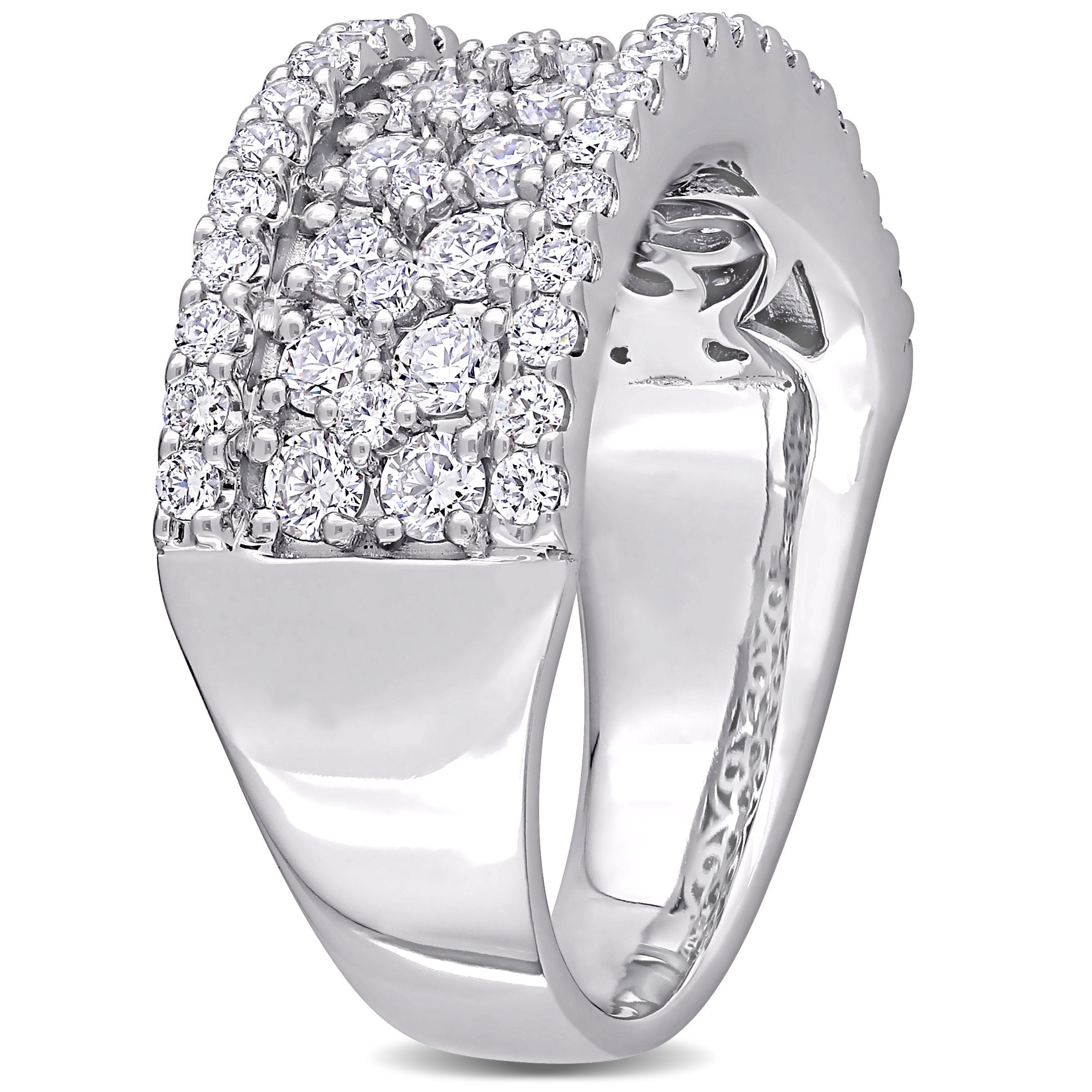 Miadora 14k White Gold 1 1/2ct TDW Diamond Multi-Row Eternity Wedding Band Ring