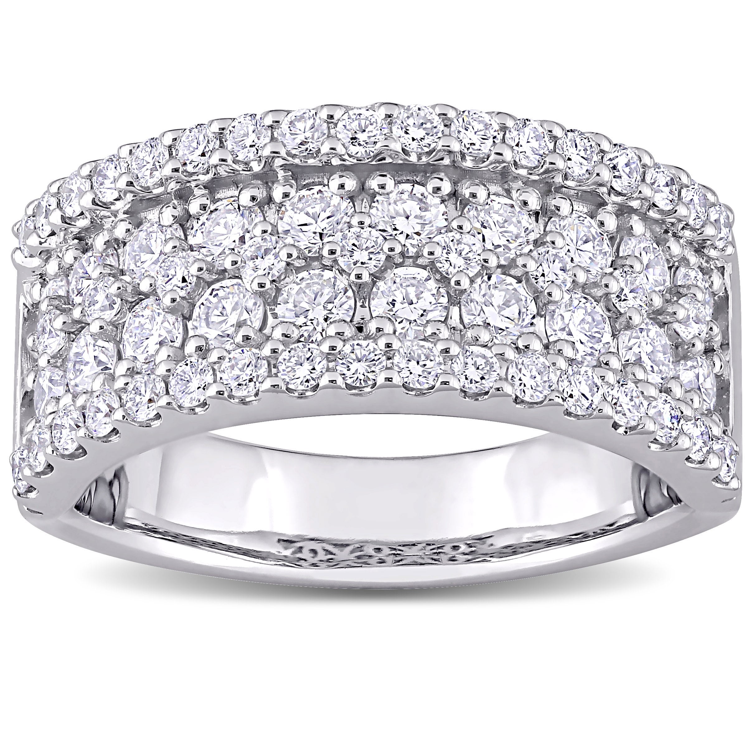 Miadora 14k White Gold 1 1/2ct TDW Diamond Multi-Row Eternity Wedding Band Ring