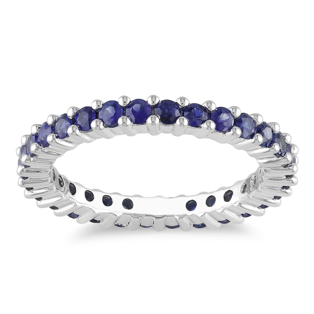 Miadora 14k White Gold 1 1/2ct TGW Sapphire Eternity Ring