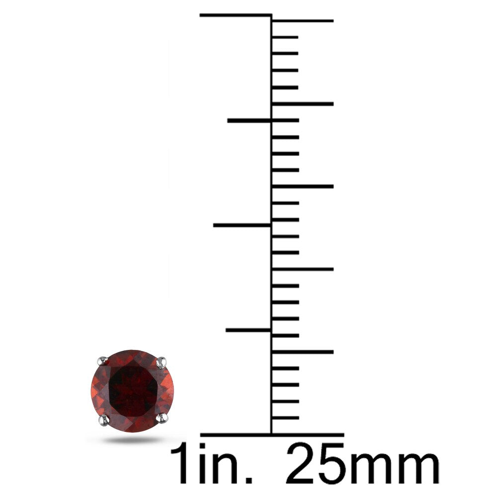 Miadora 14k White Gold 1 1/3ct TGW Garnet Stud Earrings