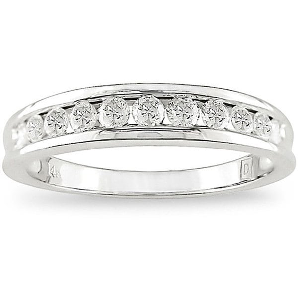Miadora 14k White Gold 1/2ct TDW Channel-Set Diamond Anniversary Band