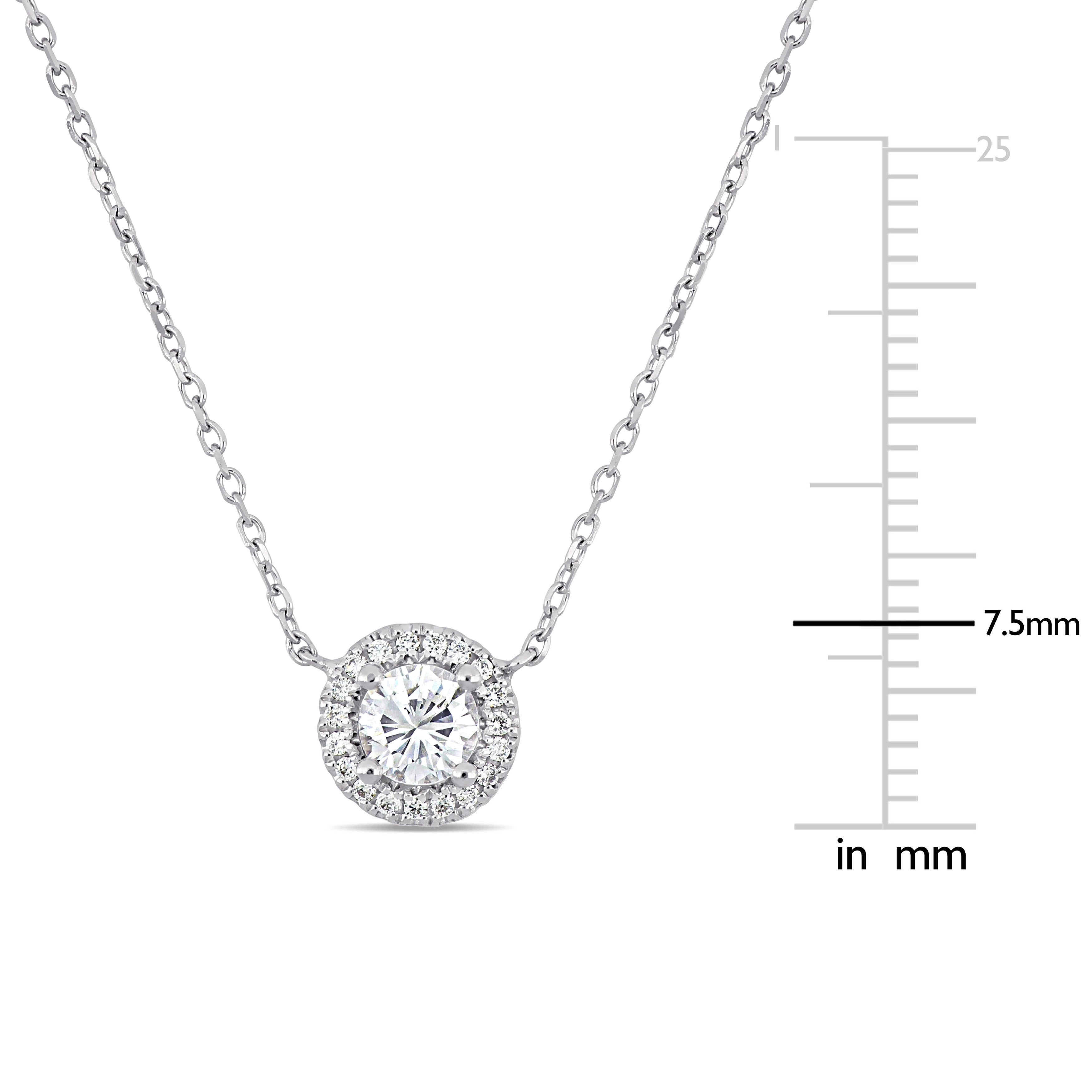 Miadora 14k White Gold 1/2ct TDW Diamond Halo Station Necklace