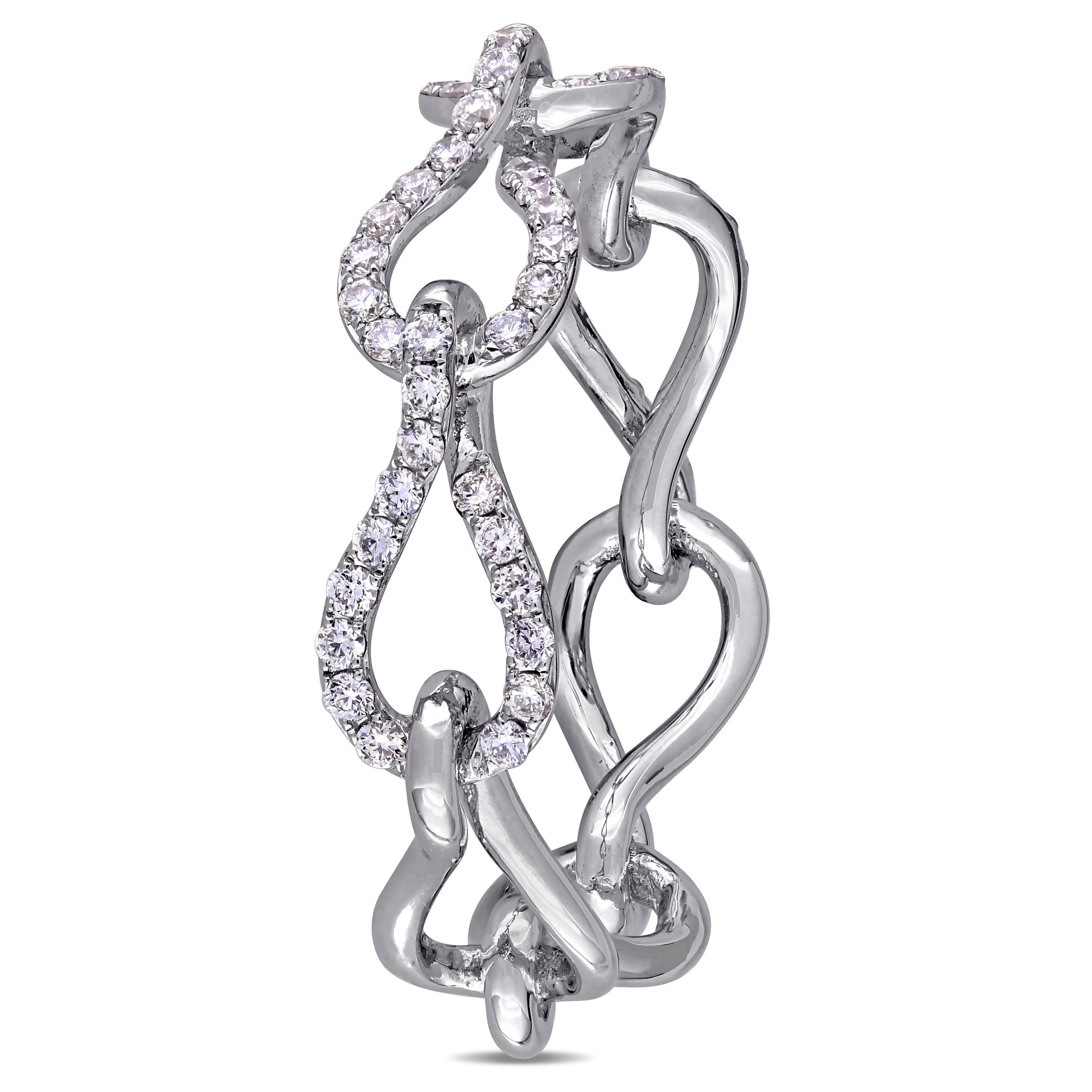 Miadora 14k White Gold 1/2ct TDW Diamond Linked Eternity Ring