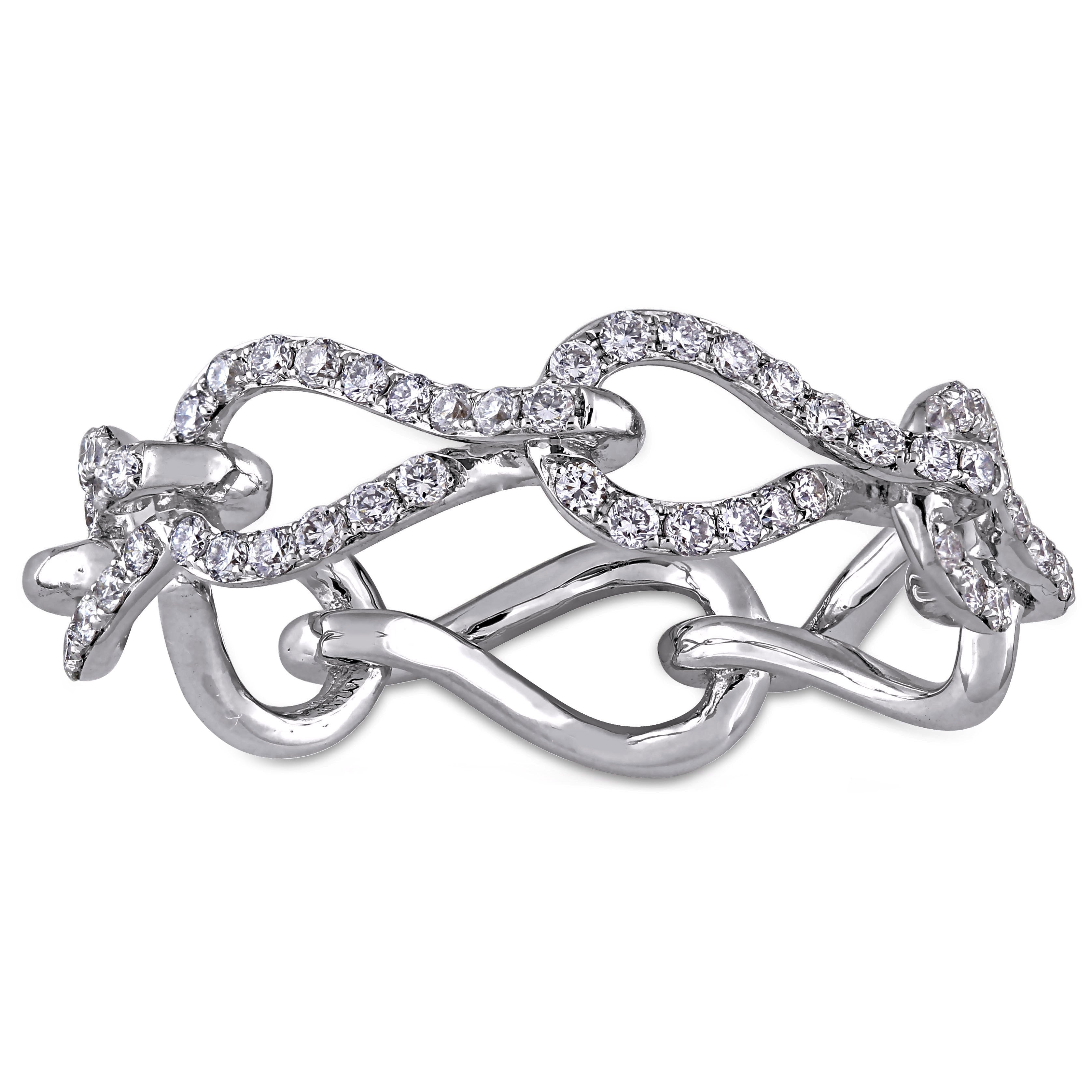 Miadora 14k White Gold 1/2ct TDW Diamond Linked Eternity Ring