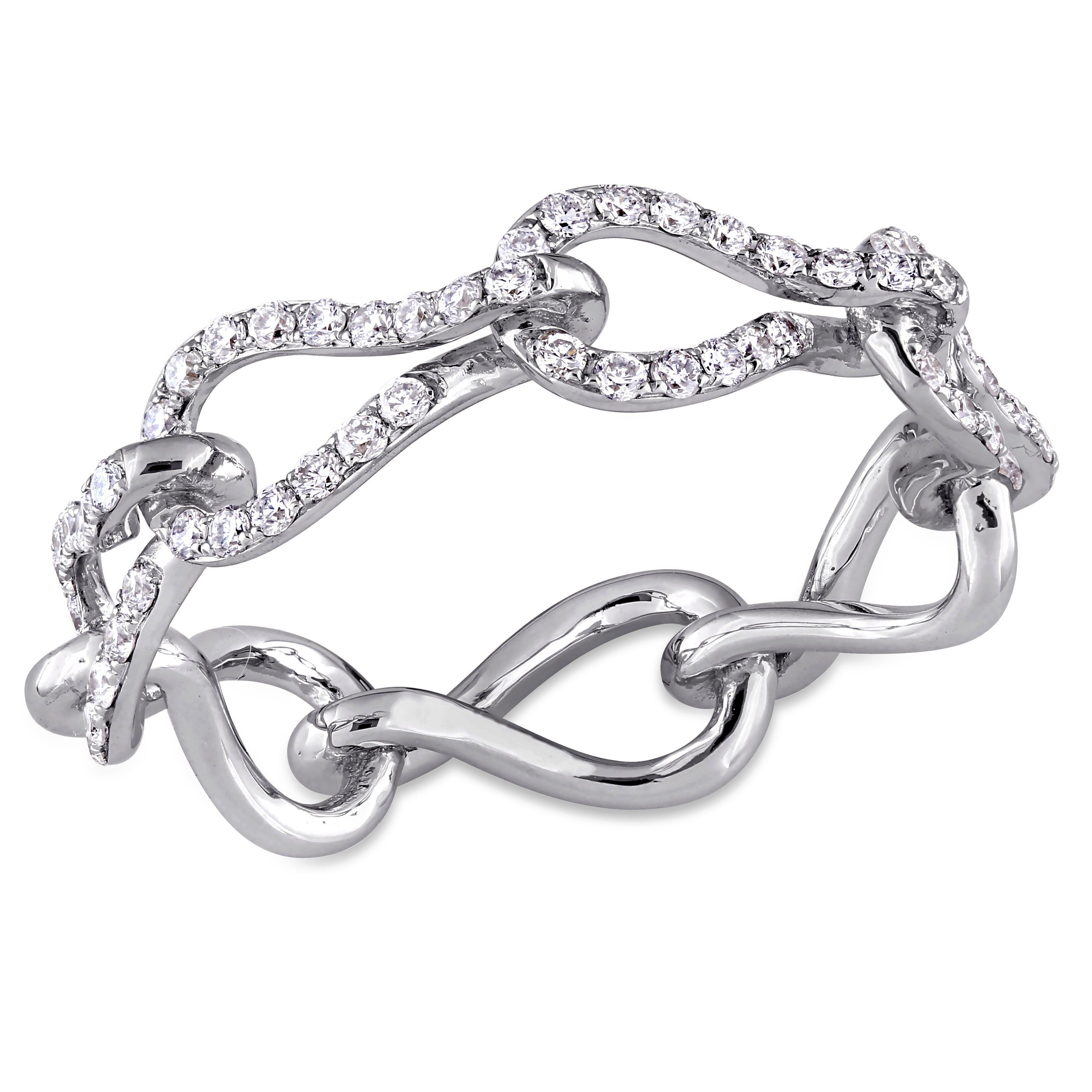 Miadora 14k White Gold 1/2ct TDW Diamond Linked Eternity Ring