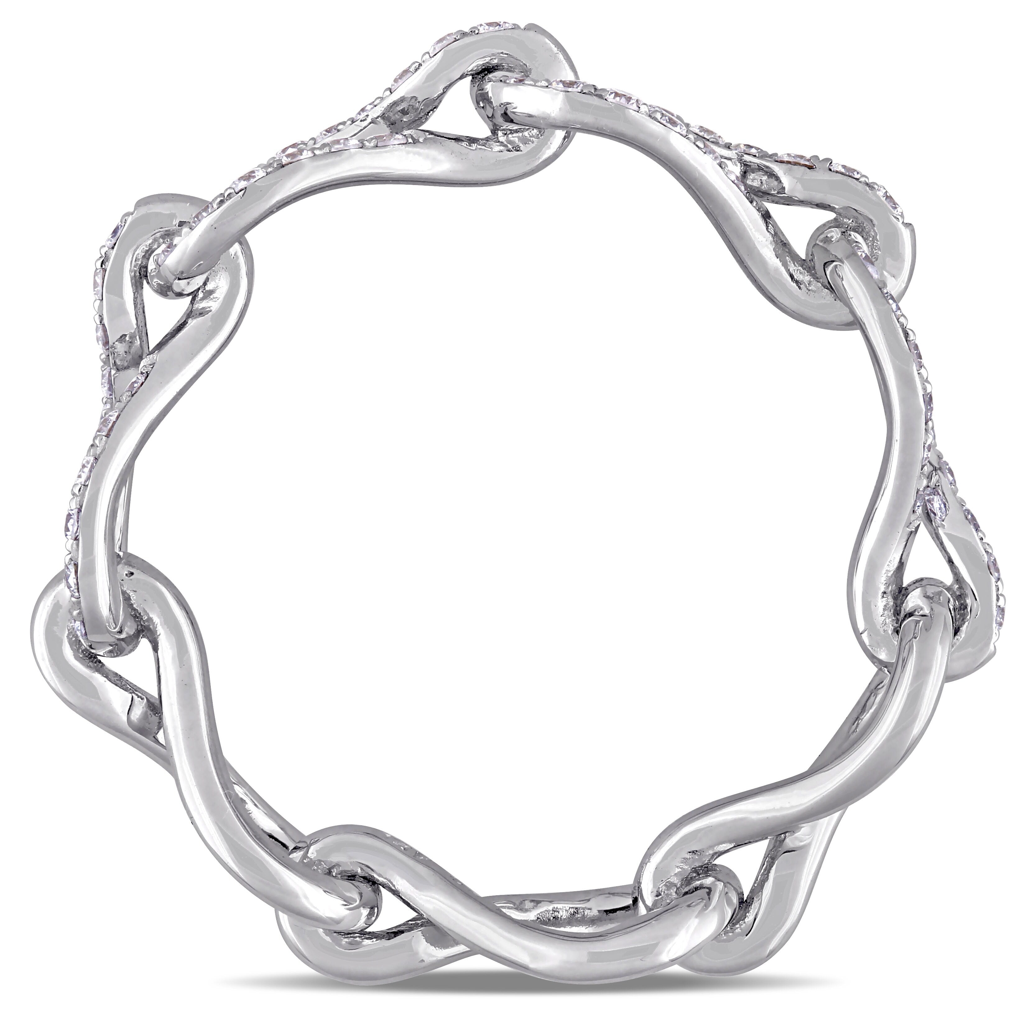 Miadora 14k White Gold 1/2ct TDW Diamond Linked Eternity Ring