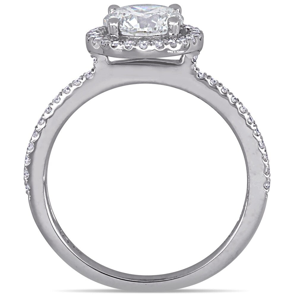 Miadora 14k White Gold 1 3/8ct TDW Diamond Halo Engagement Ring