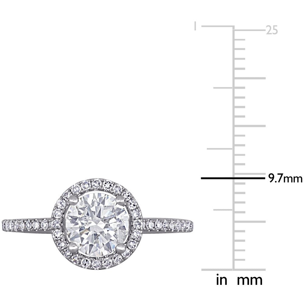 Miadora 14k White Gold 1 3/8ct TDW Diamond Halo Engagement Ring