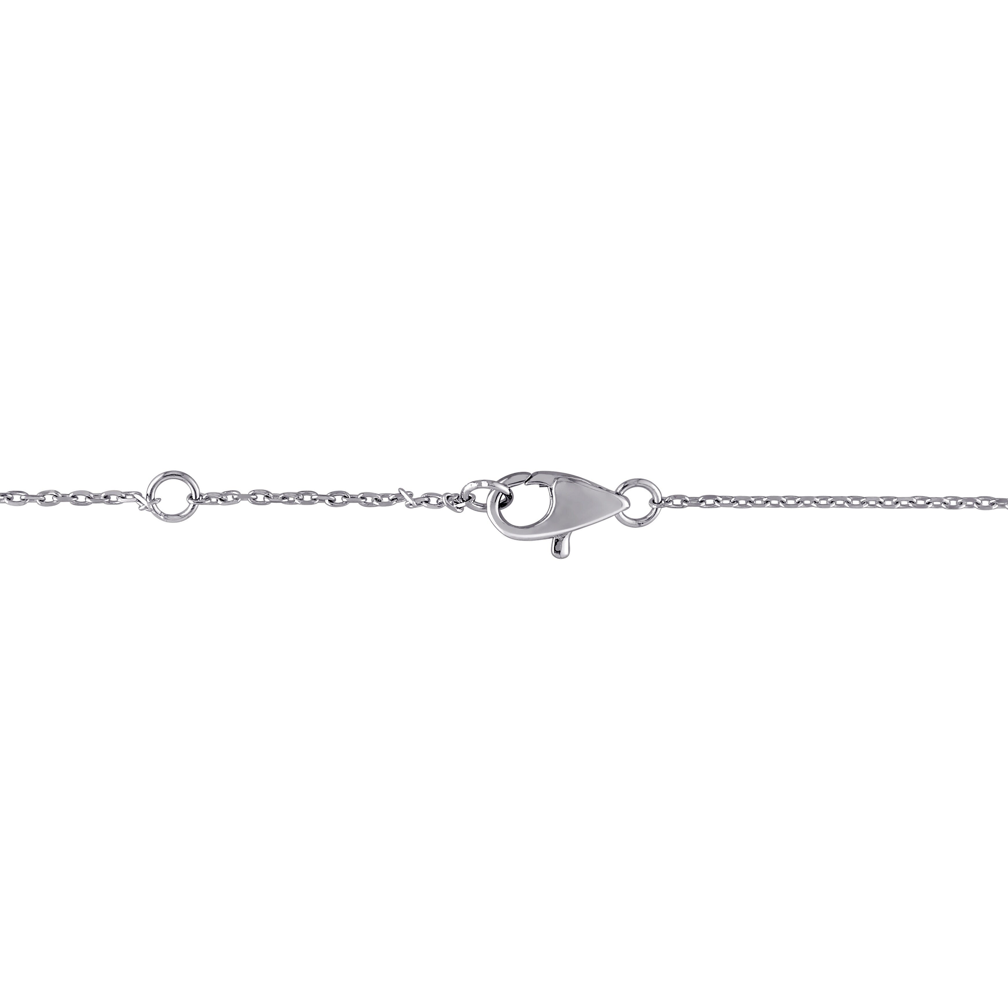 Miadora 14k White Gold 1/3ct TDW Curve Station Bar Necklace