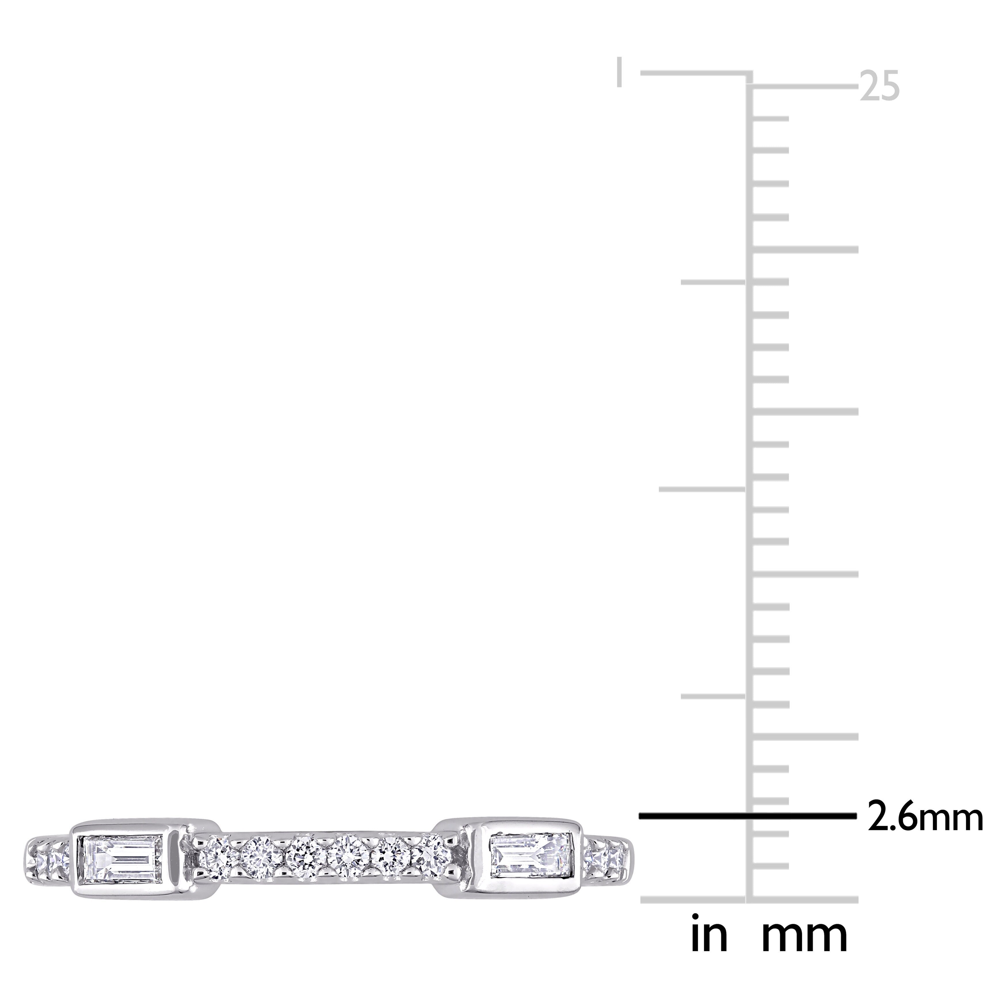 Miadora 14k White Gold 1/4ct TDW Baguette & Round-cut Diamond Anniversary Wedding Band Ring