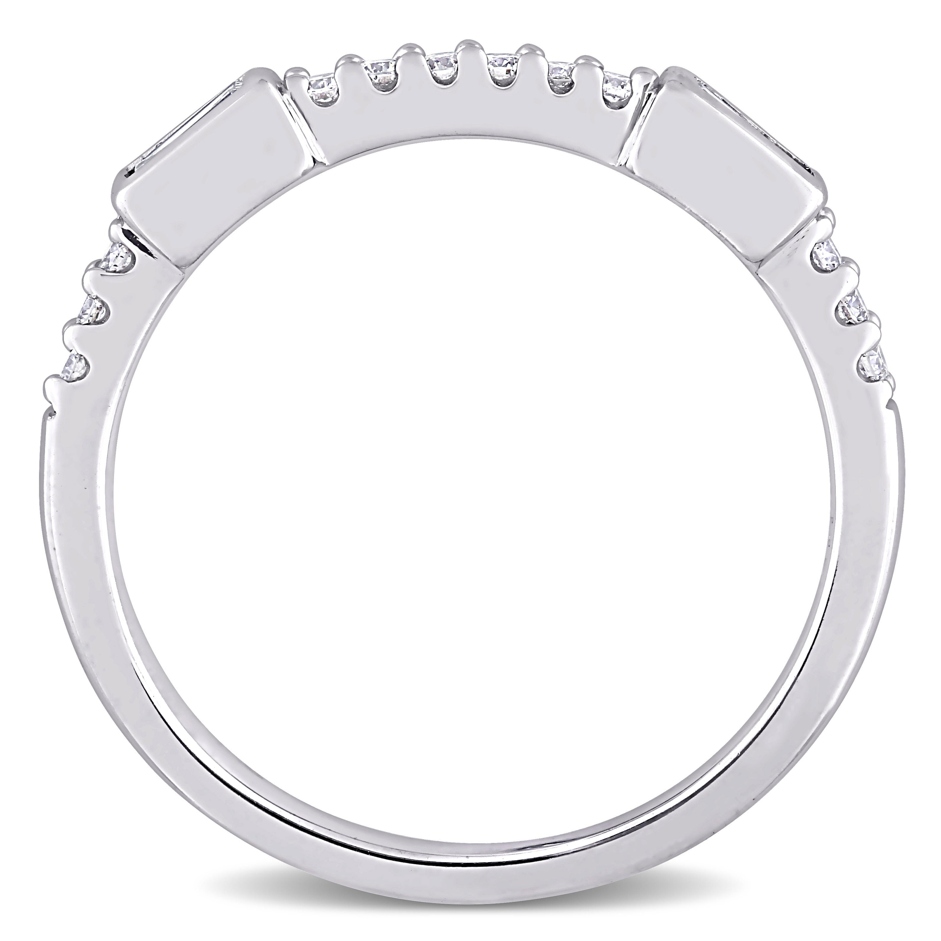 Miadora 14k White Gold 1/4ct TDW Baguette & Round-cut Diamond Anniversary Wedding Band Ring