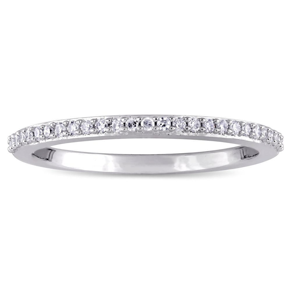 Miadora 14k White Gold 1/8ct TDW Diamond Semi-Eternity Band