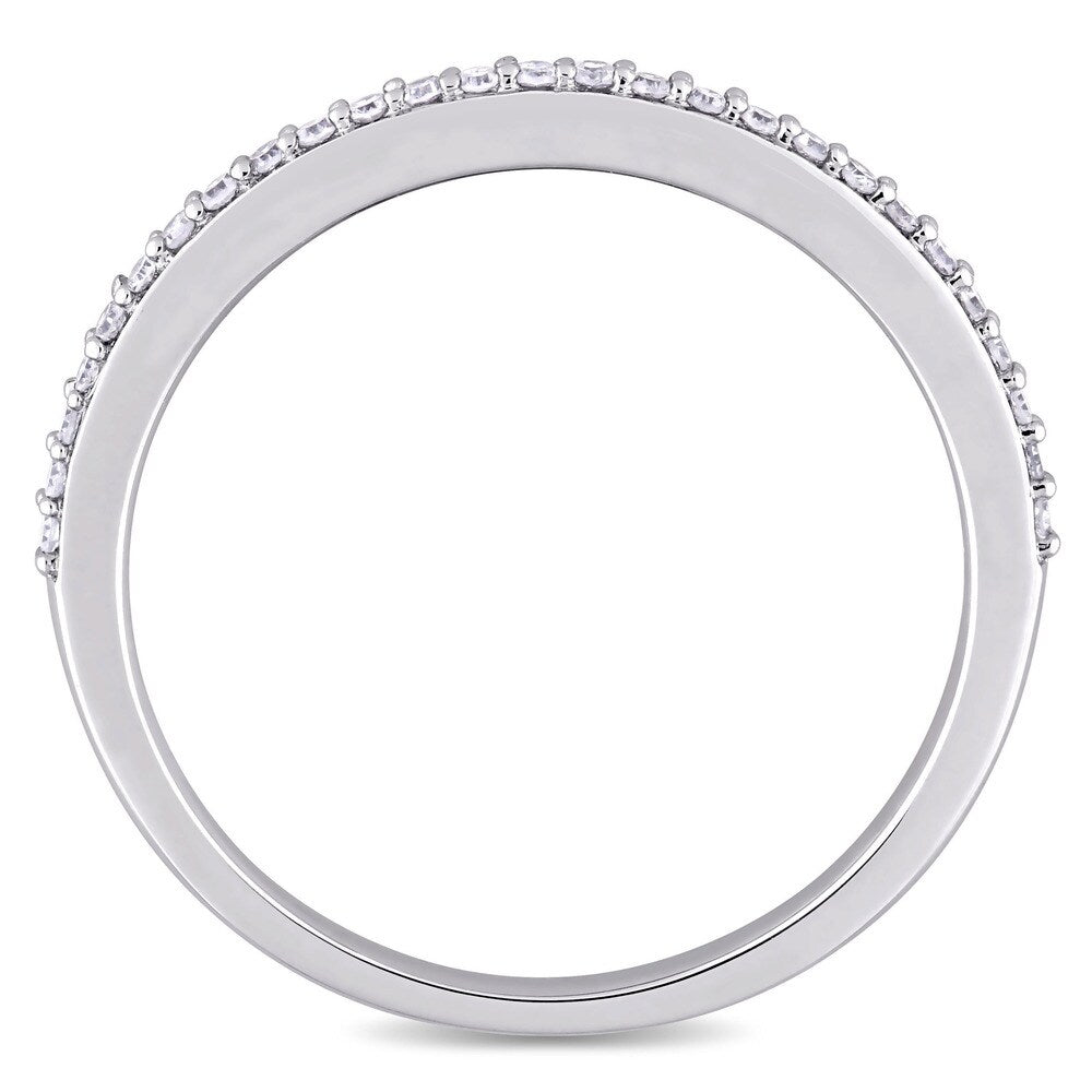 Miadora 14k White Gold 1/8ct TDW Diamond Semi-Eternity Band
