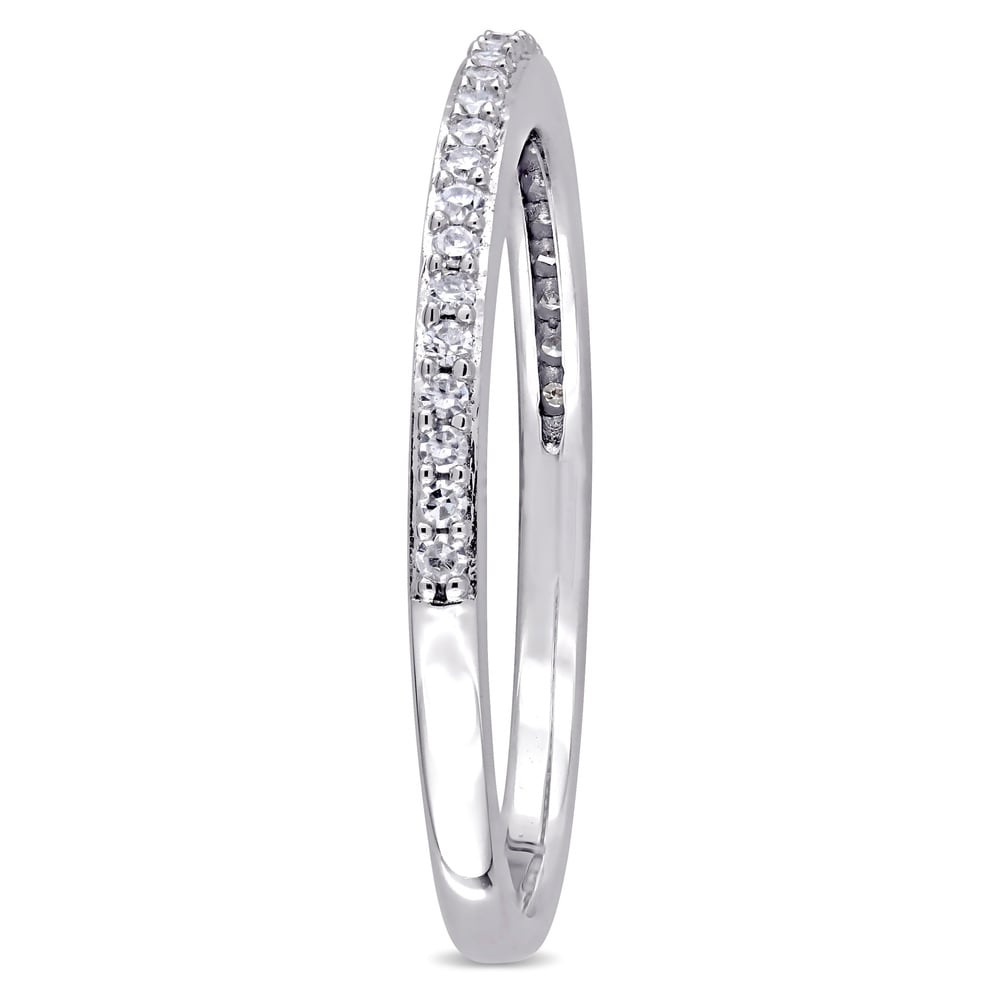 Miadora 14k White Gold 1/8ct TDW Diamond Semi-Eternity Band