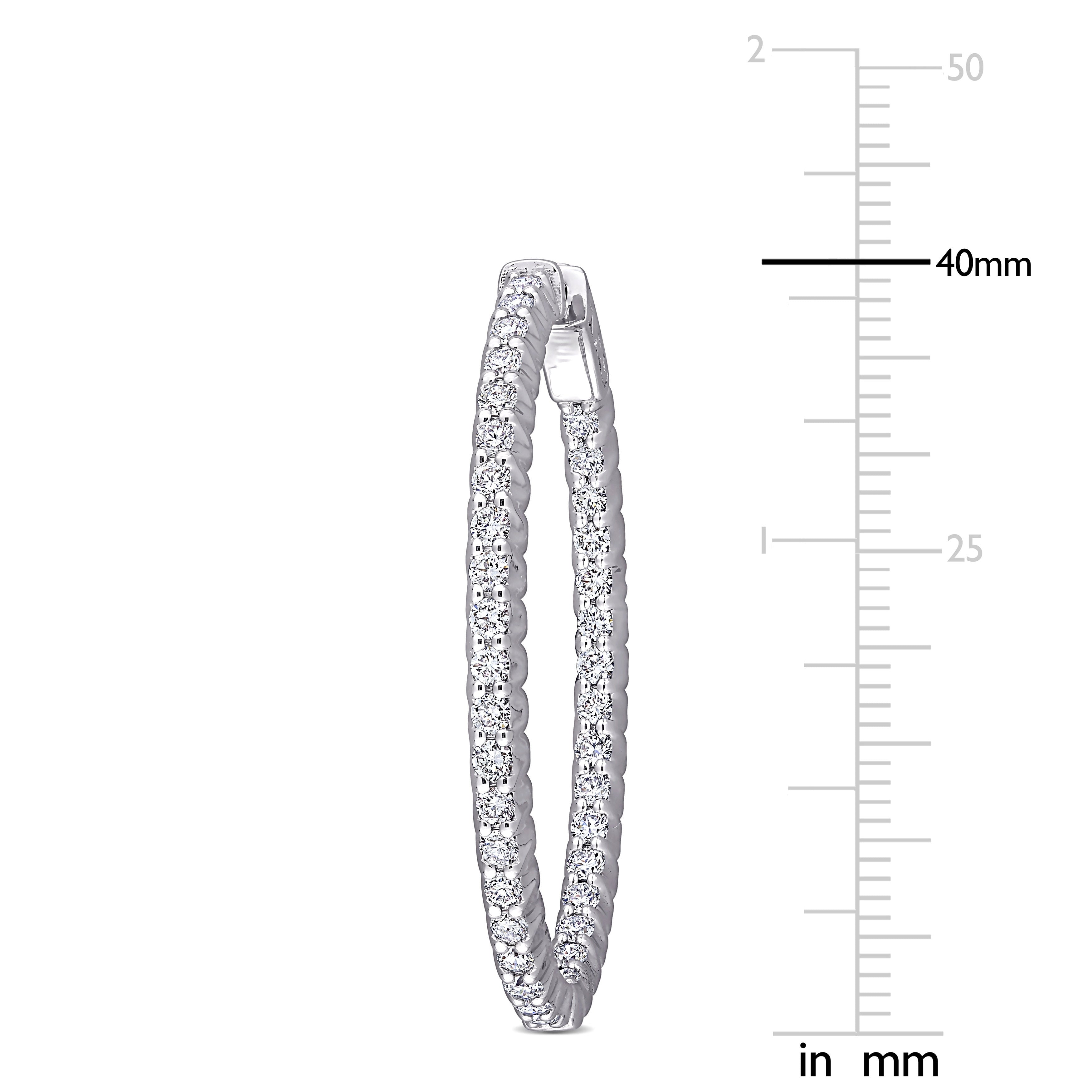 Miadora 14k White Gold 2 1/3ct TDW Diamond Inside Outside Oval Hoop Earrings