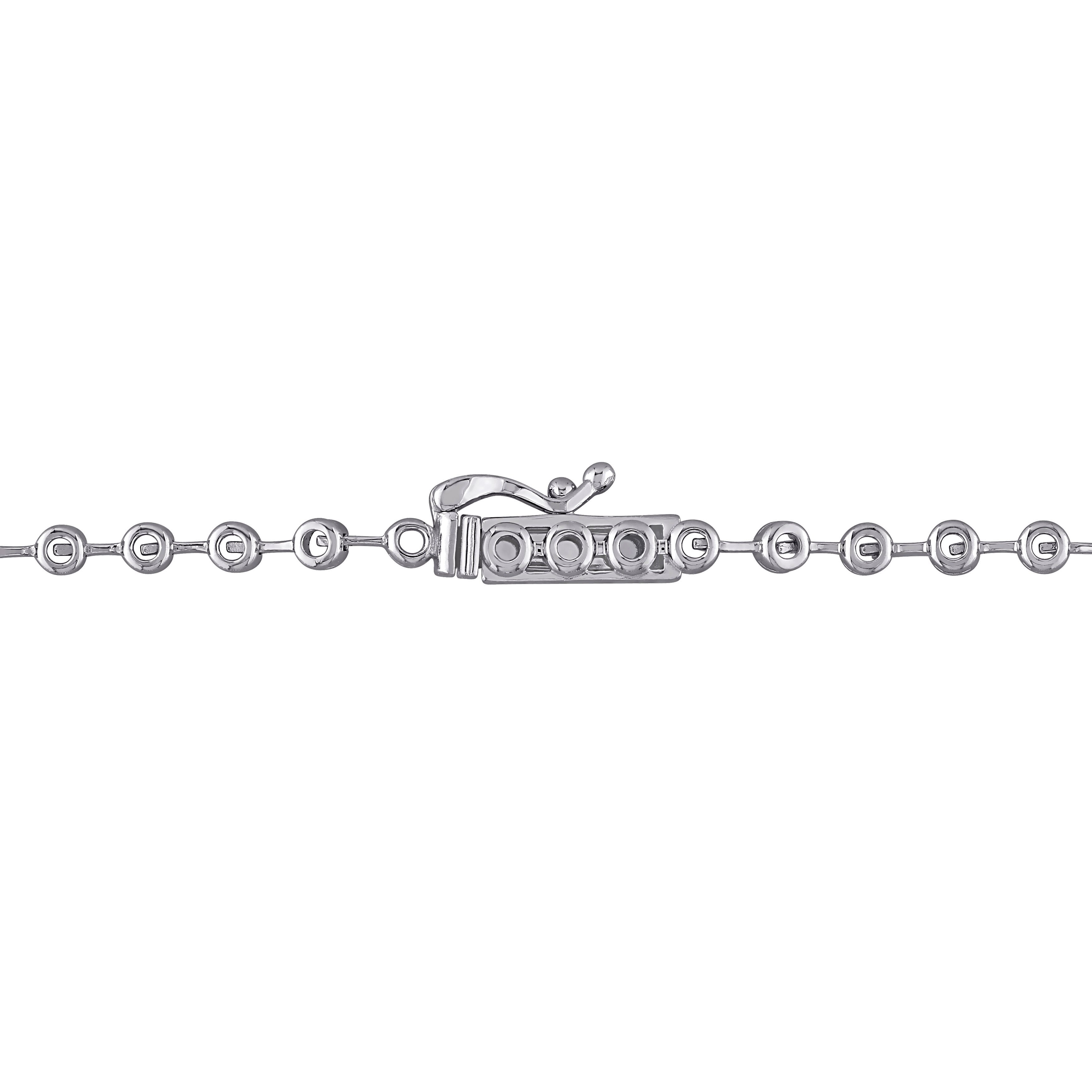 Miadora 14k White Gold 2ct TDW Diamond 3-Tier Geometric Drop Tennis Station Necklace - 36.4 mm x 17 inch x 8.9 mm