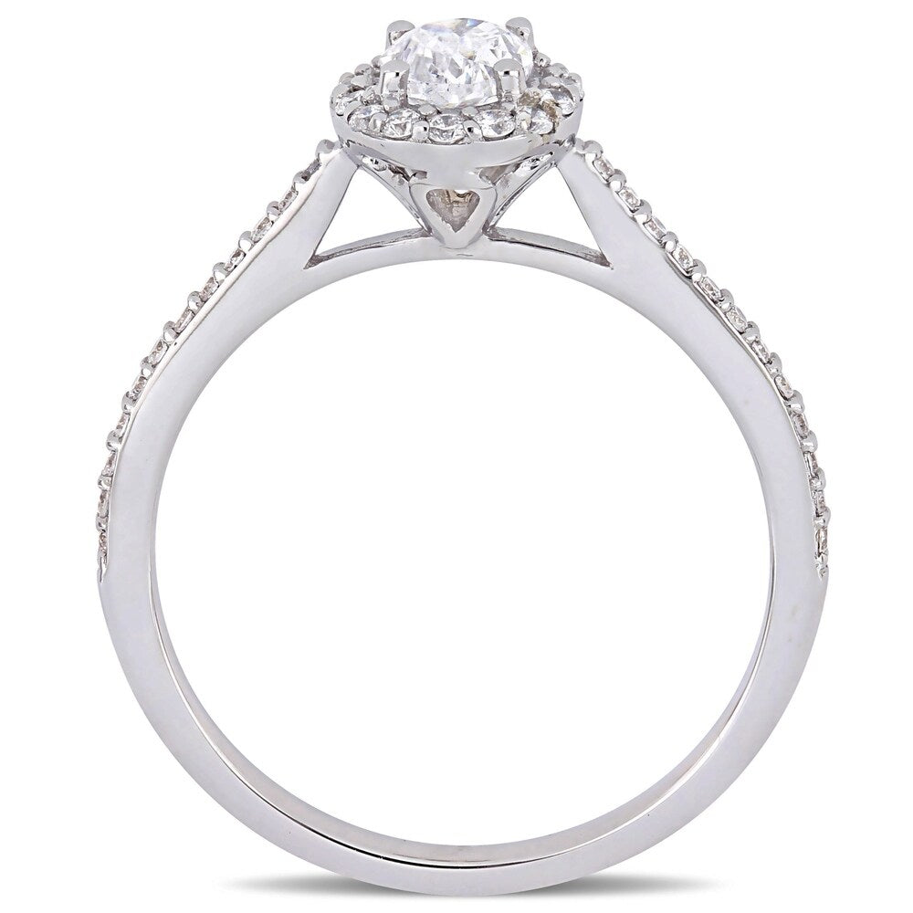 Miadora 14k White Gold 3/4ct TDW Oval-Cut Diamond Halo Engagement Ring