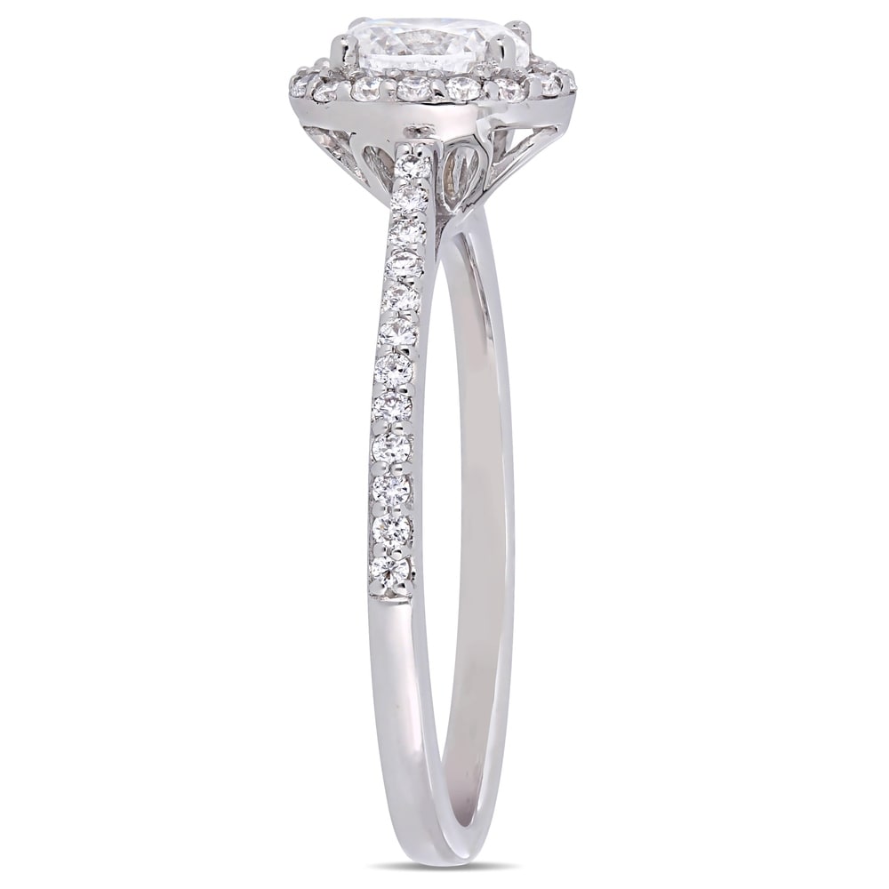 Miadora 14k White Gold 3/4ct TDW Oval-Cut Diamond Halo Engagement Ring