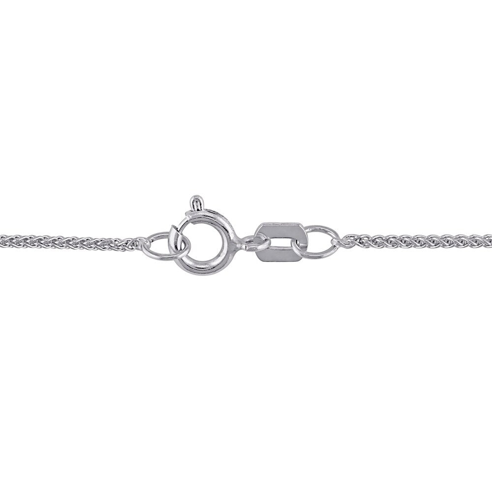 Miadora 14k White Gold 5/8ct TDW Baguette and Round-cut Diamond Abstract Drop Necklace
