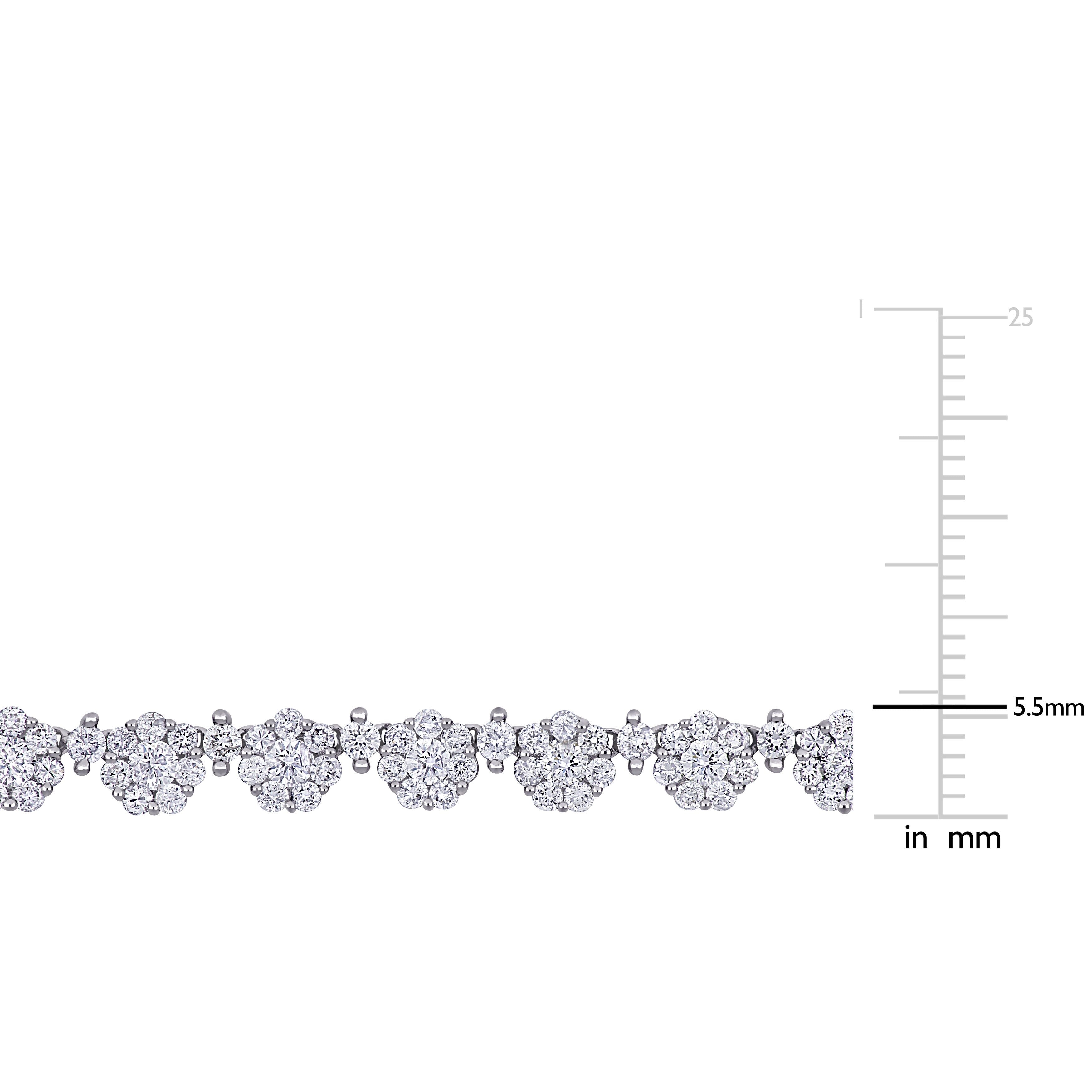 Miadora 14k White Gold 6 3/4ct TDW Diamond Floral Composite Tennis Necklace - 15.5 inch x 5.5 mm x 3.5 mm