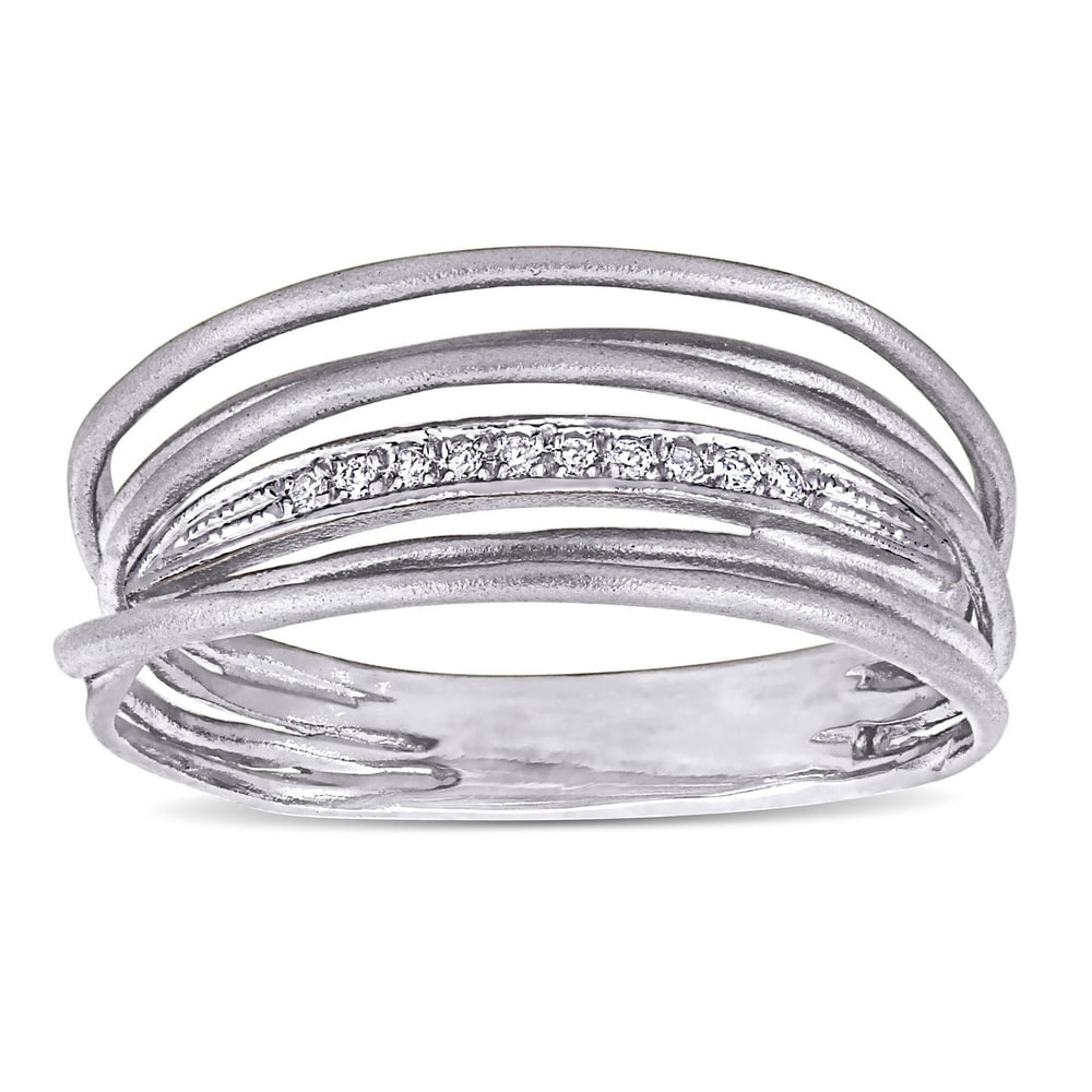 Miadora 14k White Gold Diamond Accent Abstract Coil Eternity Band Ring