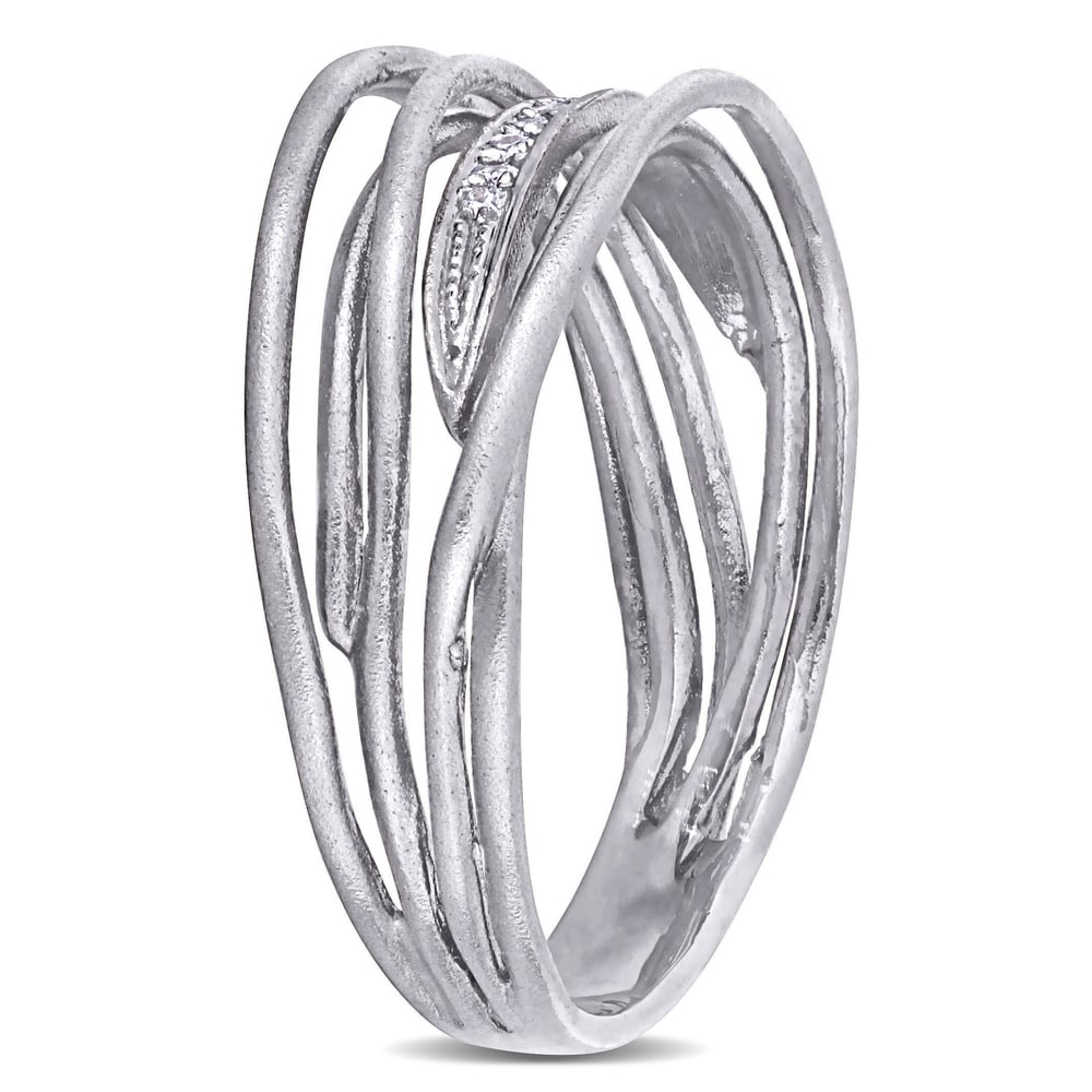 Miadora 14k White Gold Diamond Accent Abstract Coil Eternity Band Ring