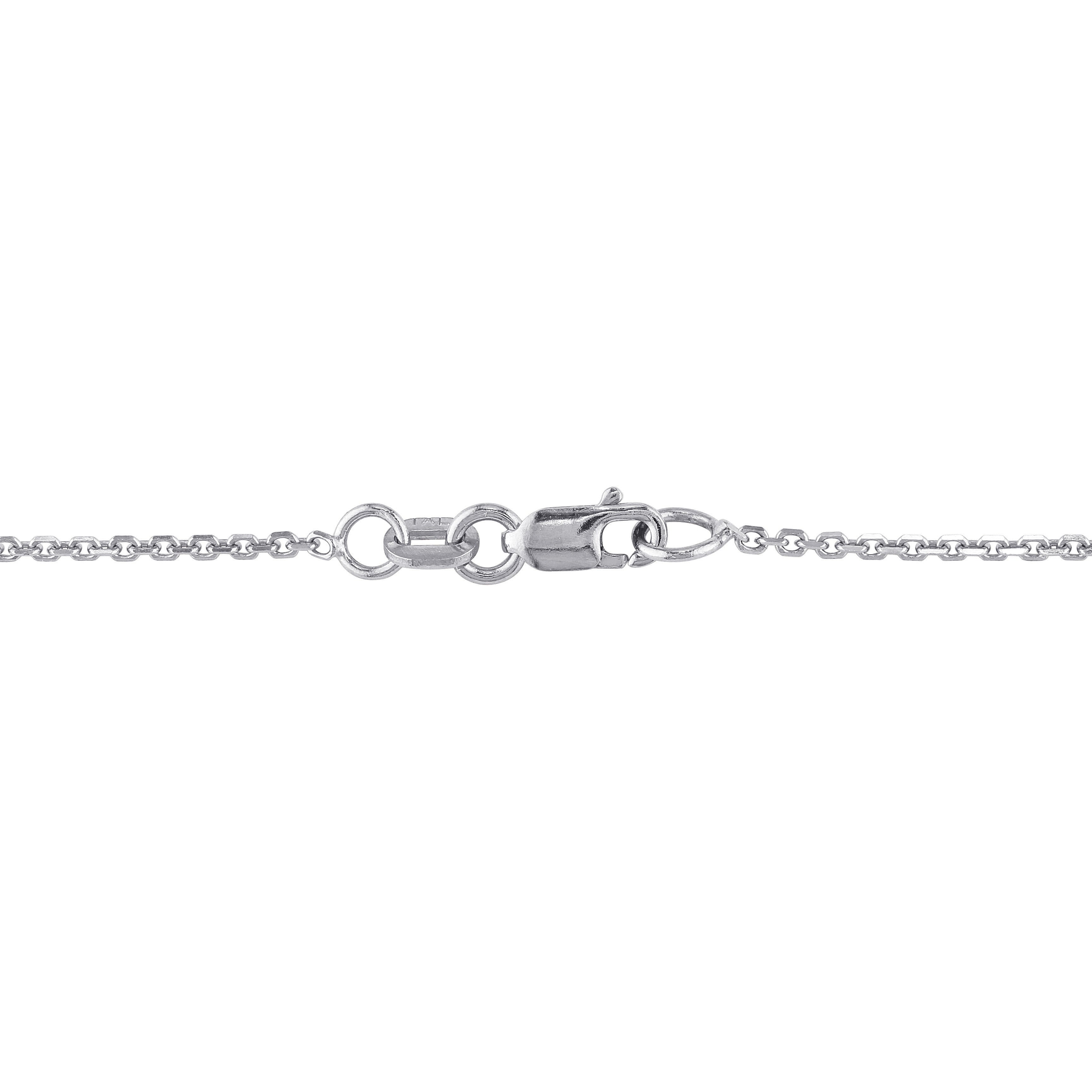 Miadora 14k White Gold Oval-Cut Ruby & 1/10ct TDW Diamond Stationed Halo Necklace