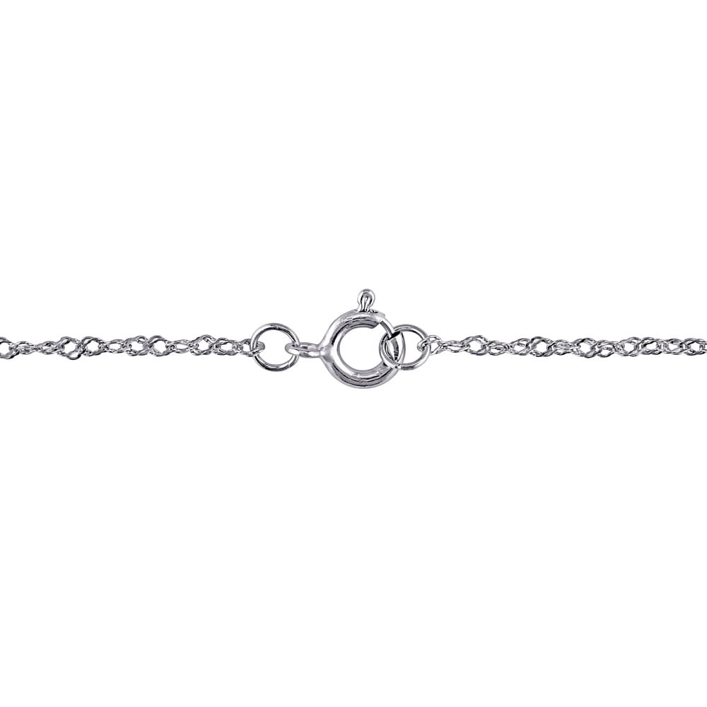Miadora 14k White Gold Oval-cut Created Blue Sapphire White Topaz and Diamond Accent Halo Necklace