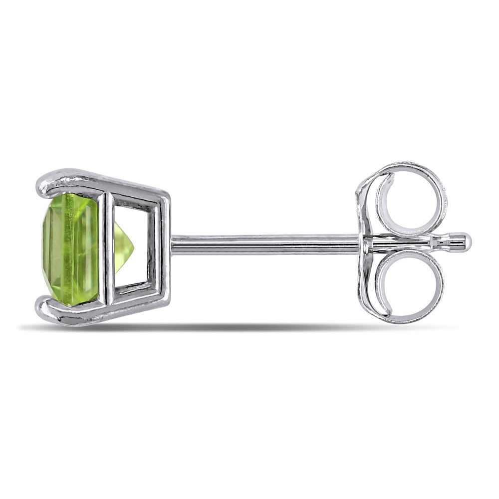 Miadora 14k White Gold Square Peridot Stud Earrings