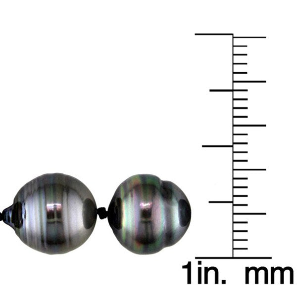 Miadora 14k White Gold Tahitian Black Pearl Necklace (8-11 mm)