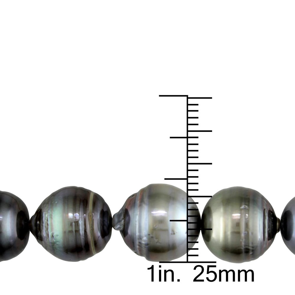 Miadora 14k White Gold Tahitian Black Pearl Necklace (9-12 mm)