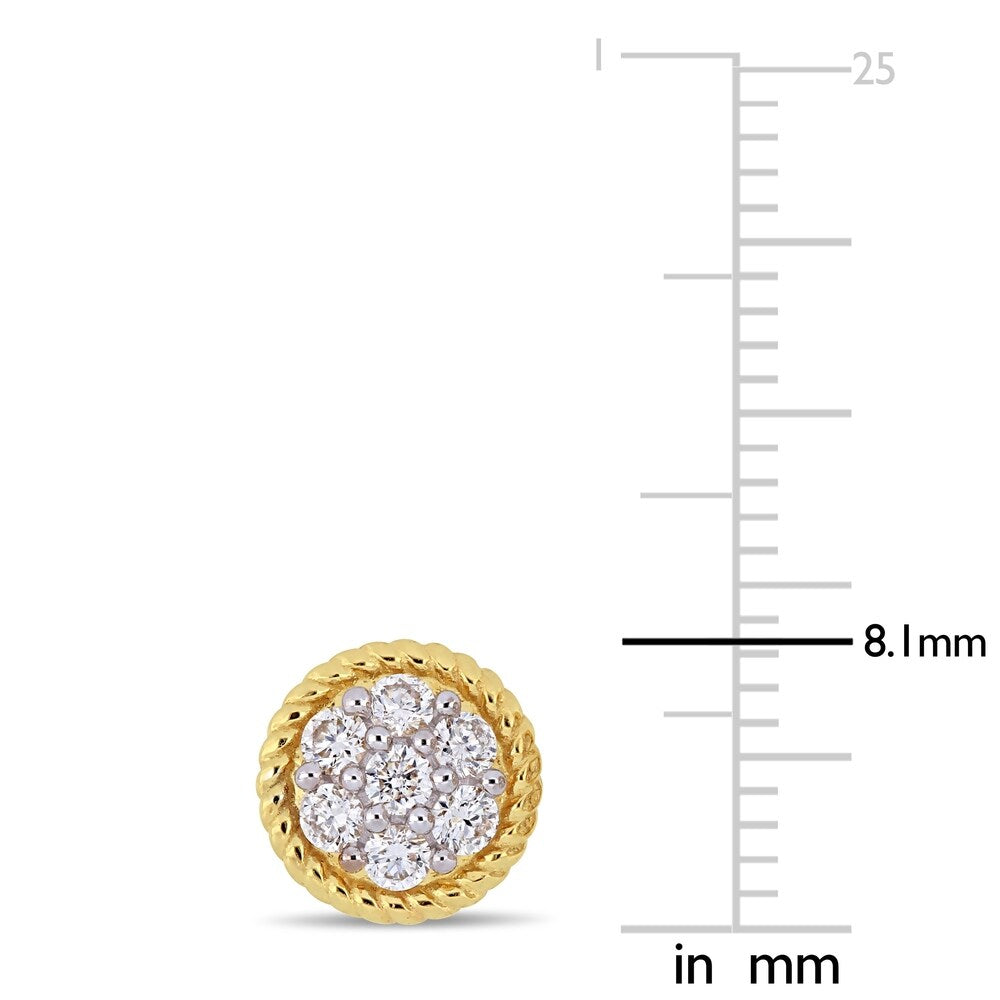 Miadora 14k Yellow Gold 1/2ct TDW Diamond Flower Cluster Circular Stud Earrings