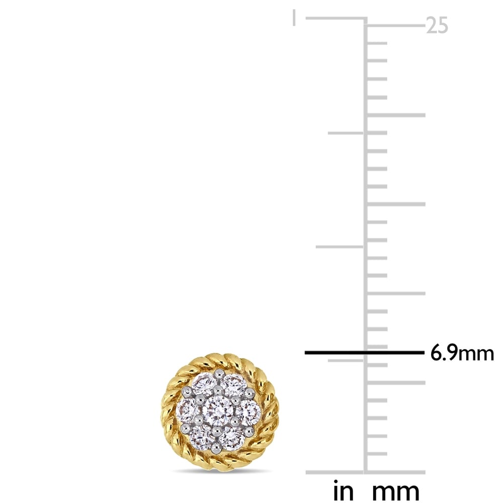 Miadora 14k Yellow Gold 1/4ct TDW Diamond Flower Cluster Circular Stud Earrings