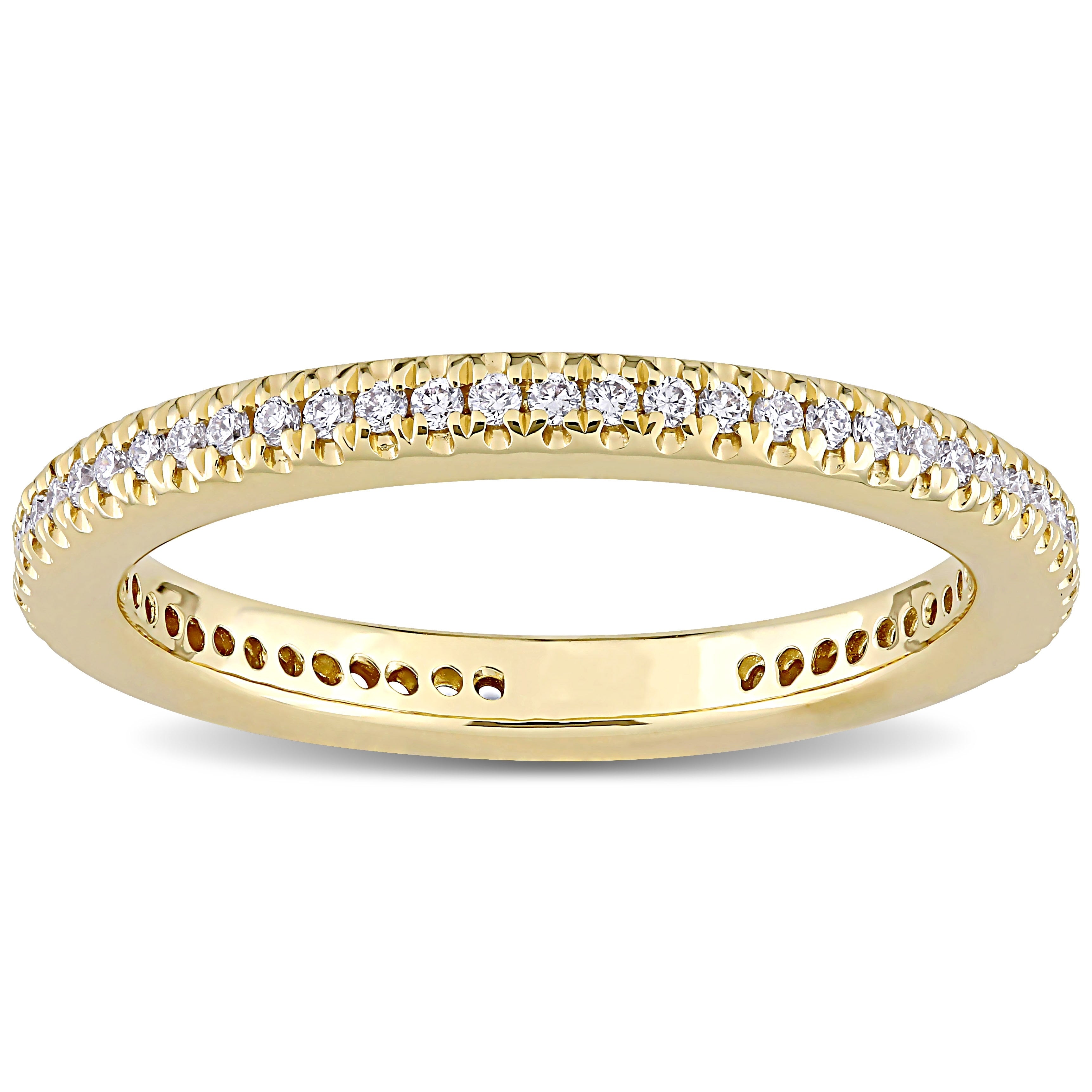Miadora 14k Yellow Gold 1/4ct TDW Diamond Stackable Eternity Wedding Band Ring