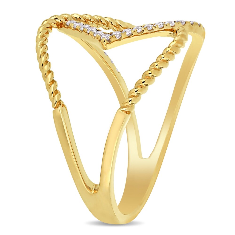 Miadora 14k Yellow Gold 1/6ct TDW Diamond Interlaced Twisted Crossover Ring