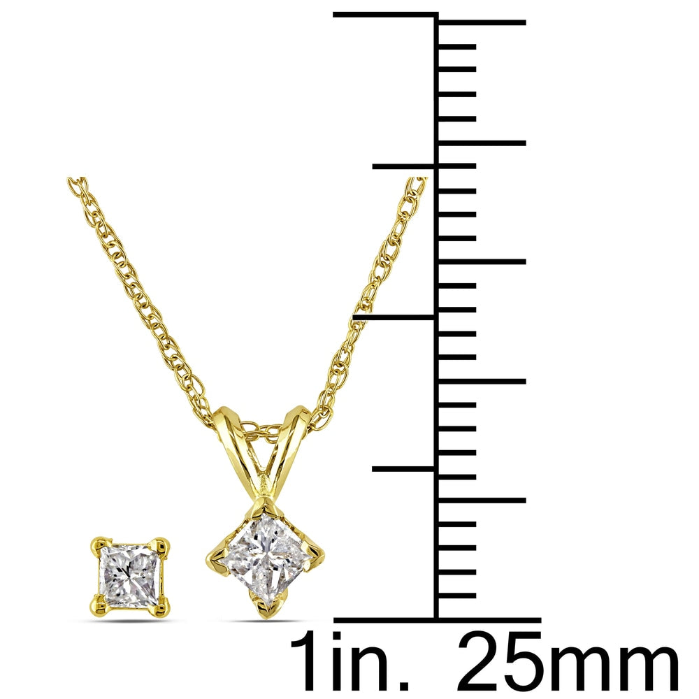 Miadora 14k Yellow Gold 2/5ct TDW Diamond Necklace and Earrings Set - White