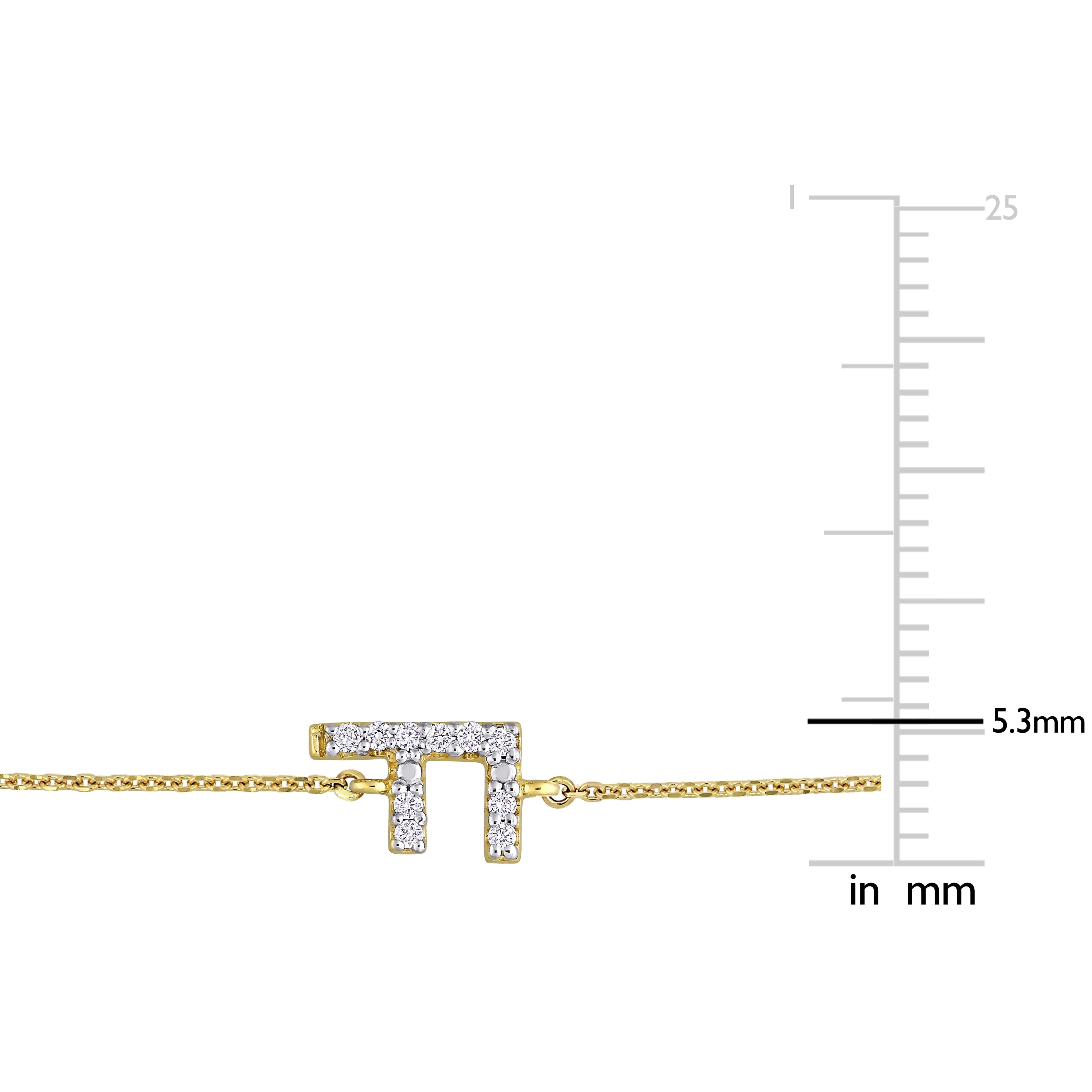 Miadora 14k Yellow Gold Diamond Accent "F" Initial Station Necklace - 7.9 mm x 18 inch x 5.3 mm - 7.9 mm x 18 inch x 5.3 mm