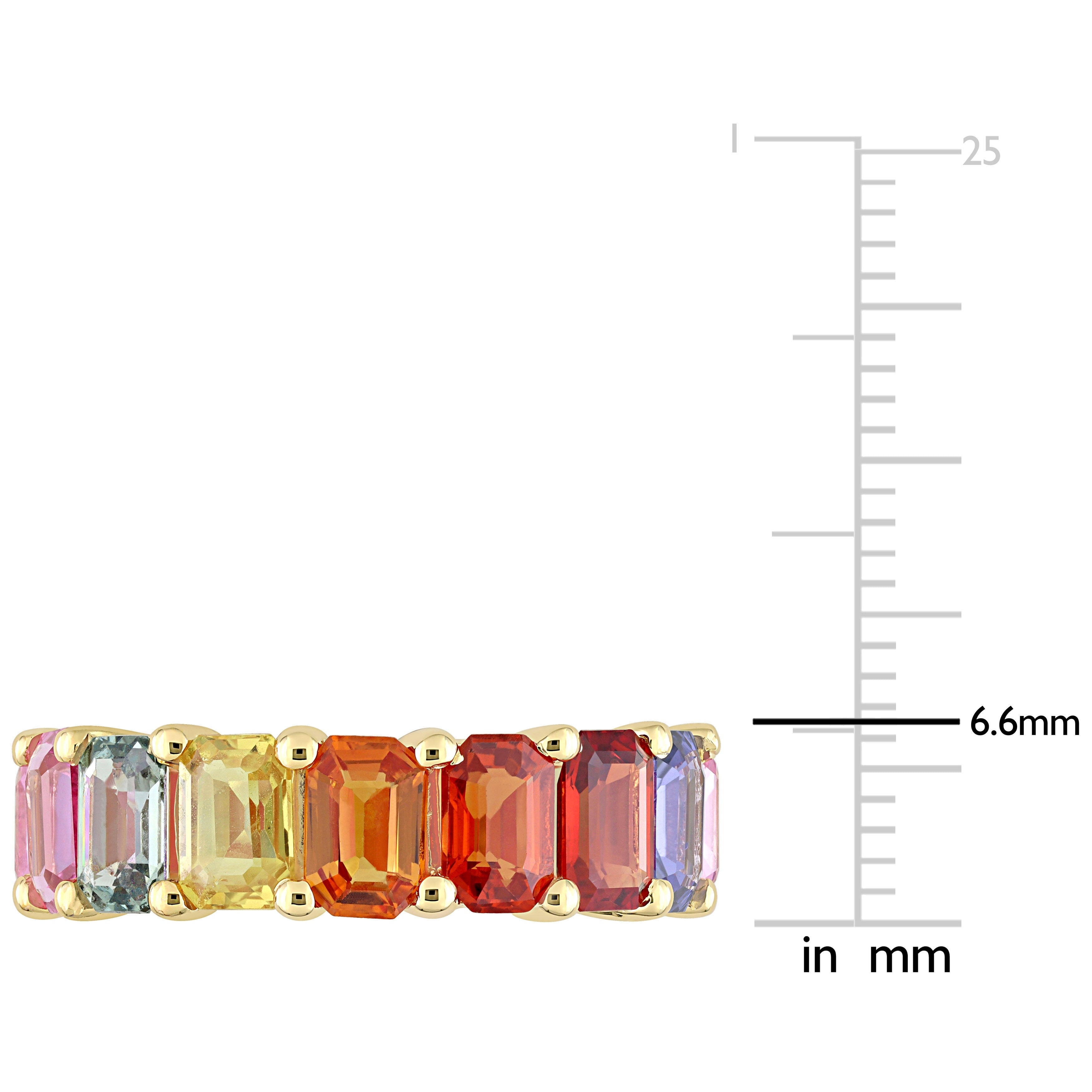 Miadora 14k Yellow Gold Octagon-cut Multi-color Sapphire Full-Eternity Band Ring