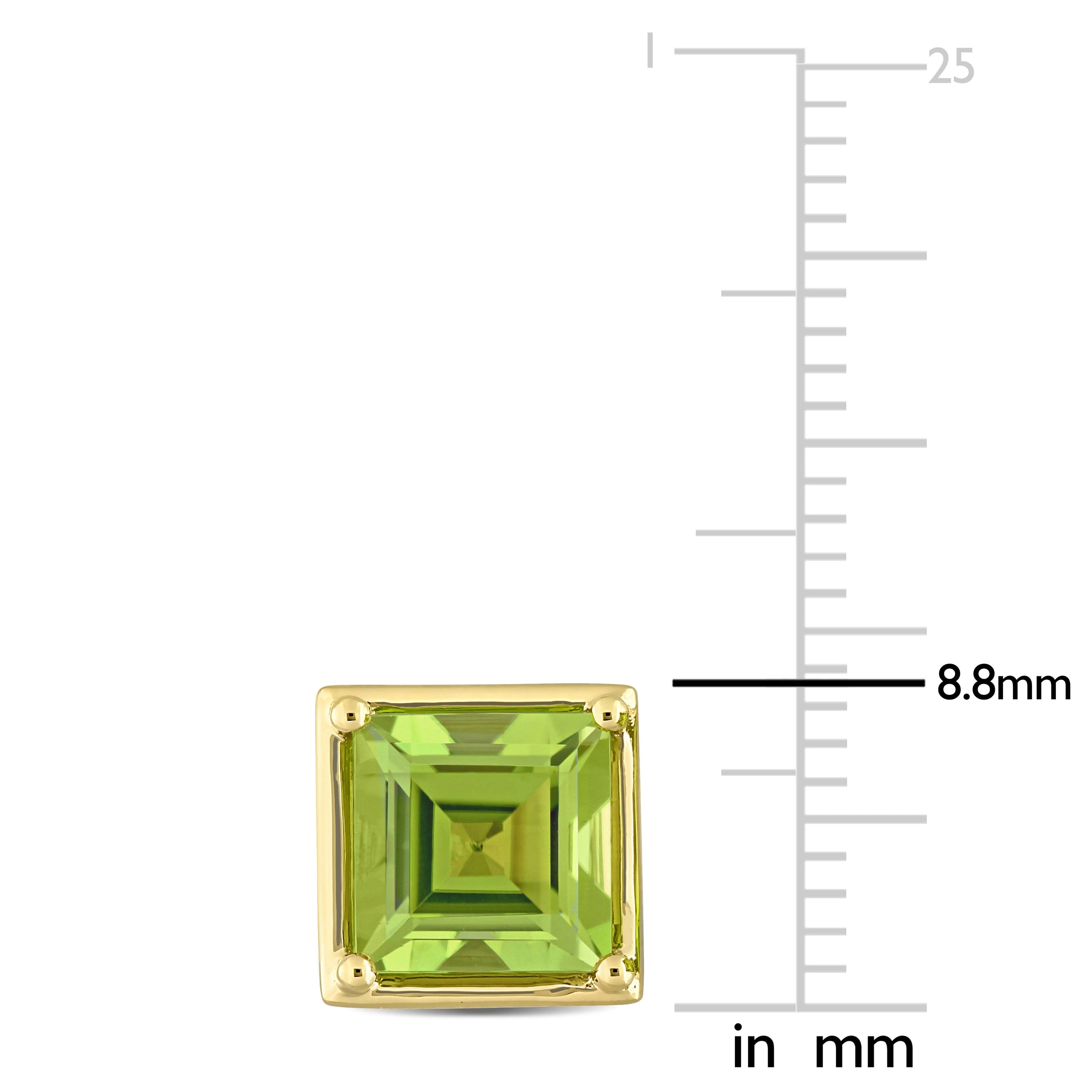 Miadora 14k Yellow Gold Peridot Square Stud Earrings