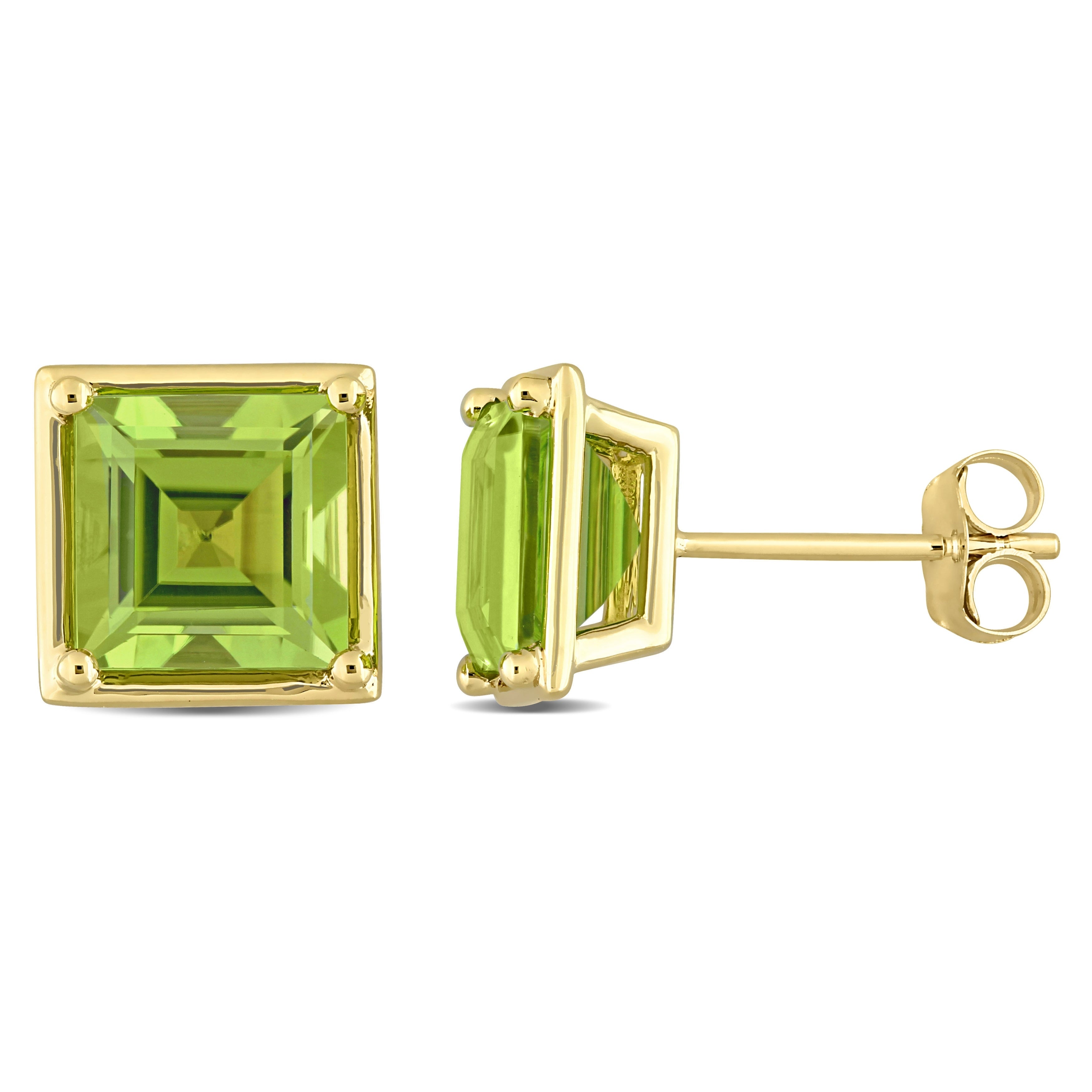 Miadora 14k Yellow Gold Peridot Square Stud Earrings