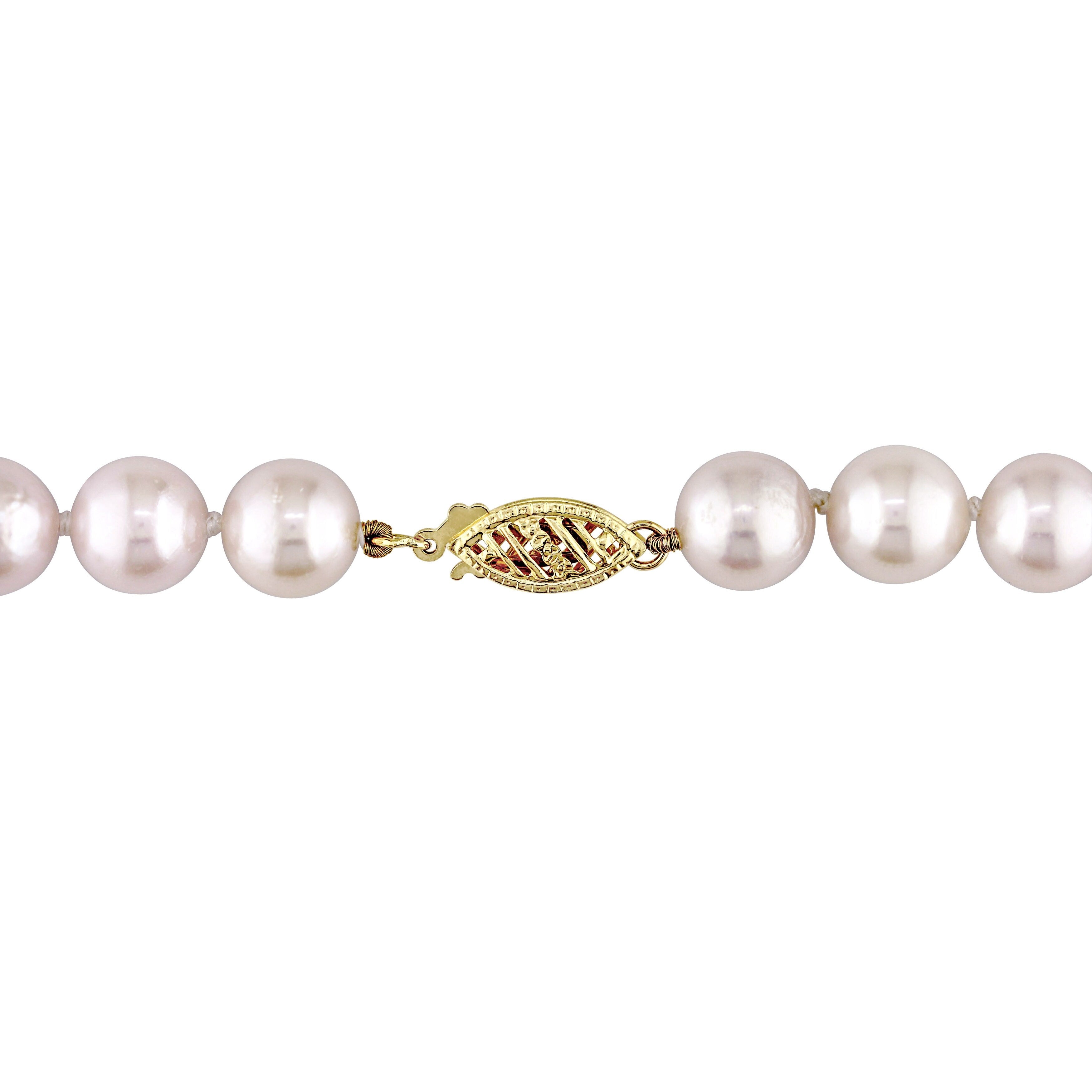 Miadora 14k Yellow Gold White Freshwater Cultured Pearl Strand Necklace (7-7.5mm) - 7.5 mm x 18 inch x 7.5 mm