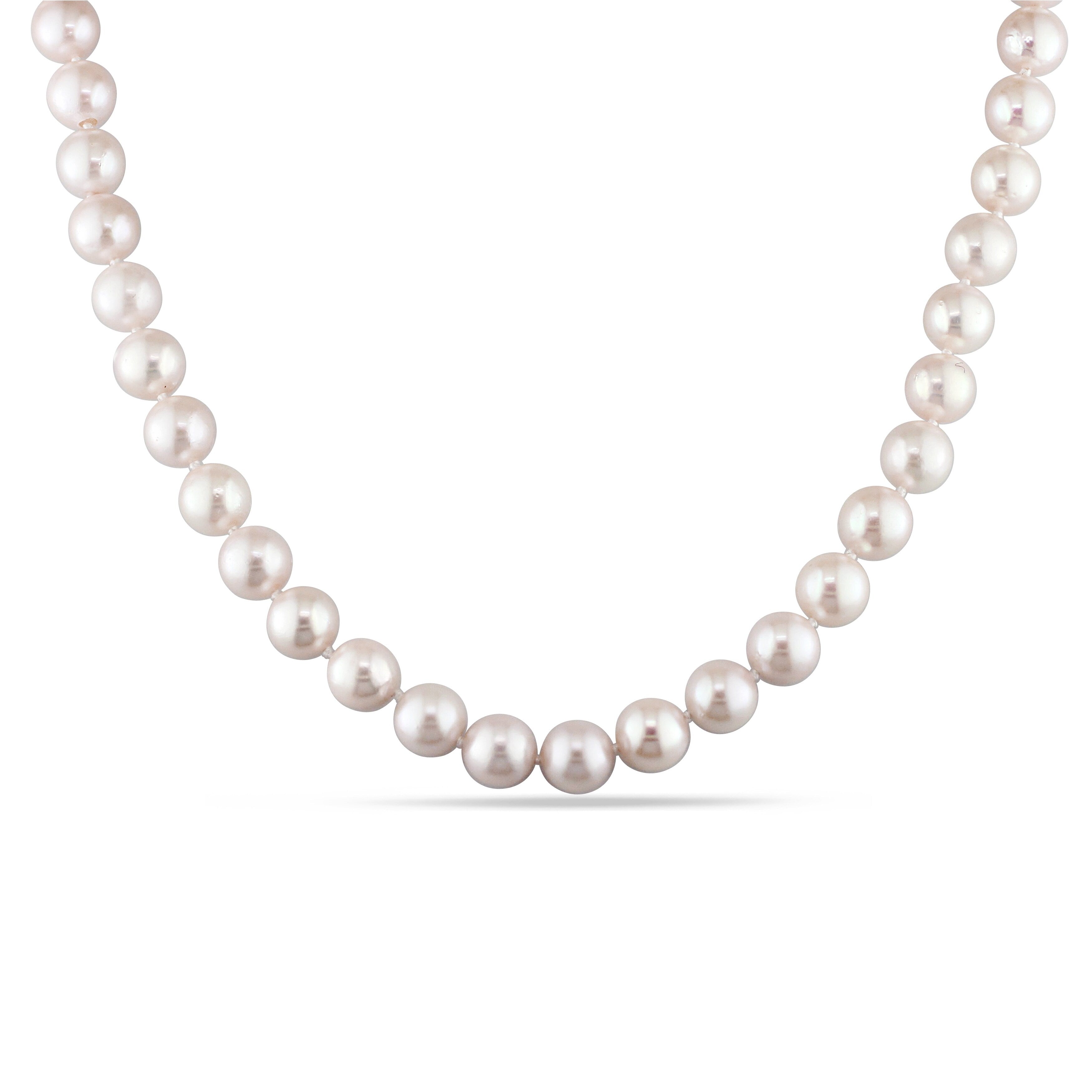 Miadora 14k Yellow Gold White Freshwater Cultured Pearl Strand Necklace (7-7.5mm) - 7.5 mm x 18 inch x 7.5 mm
