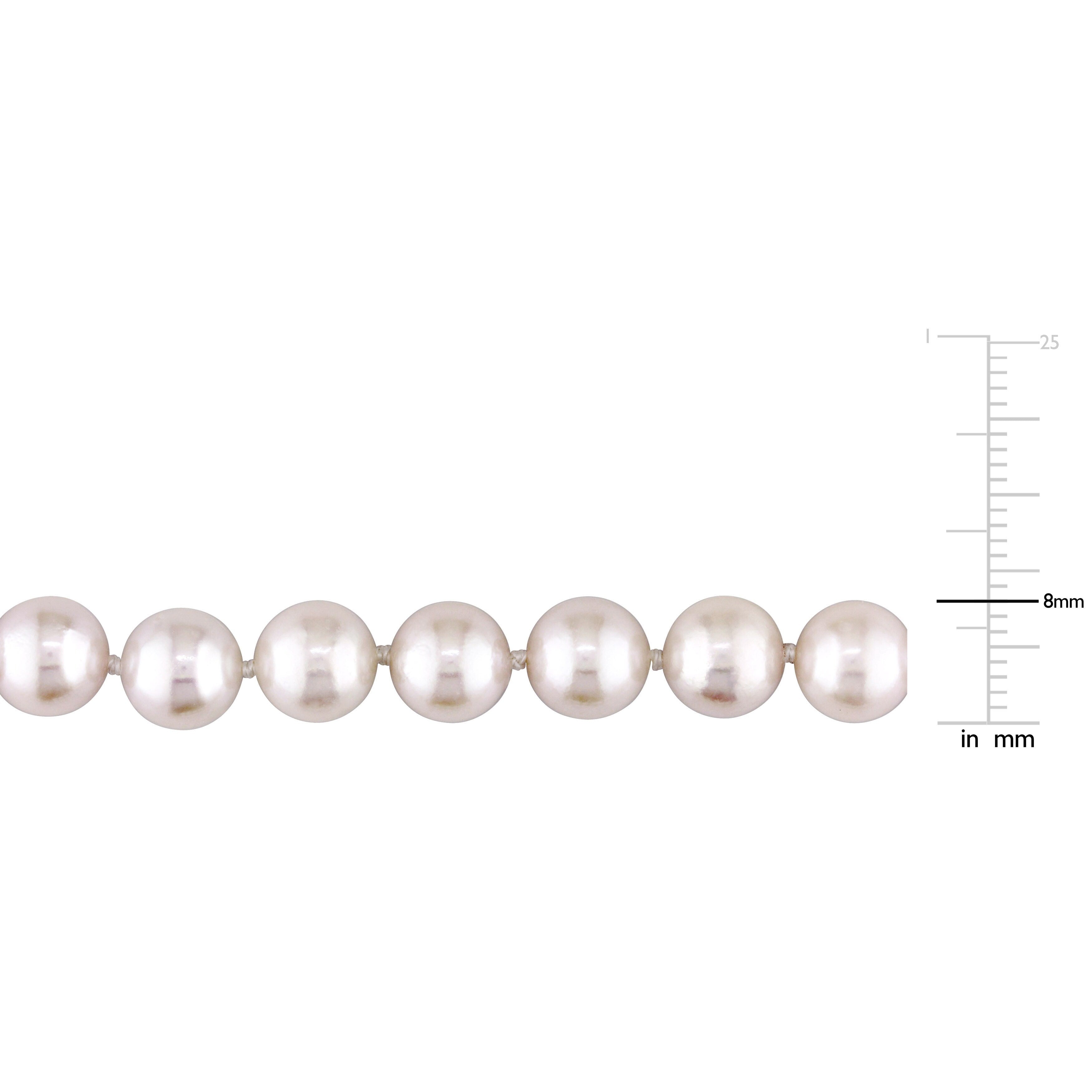Miadora 14k Yellow Gold White Freshwater Cultured Pearl Strand Necklace (7-7.5mm) - 7.5 mm x 18 inch x 7.5 mm