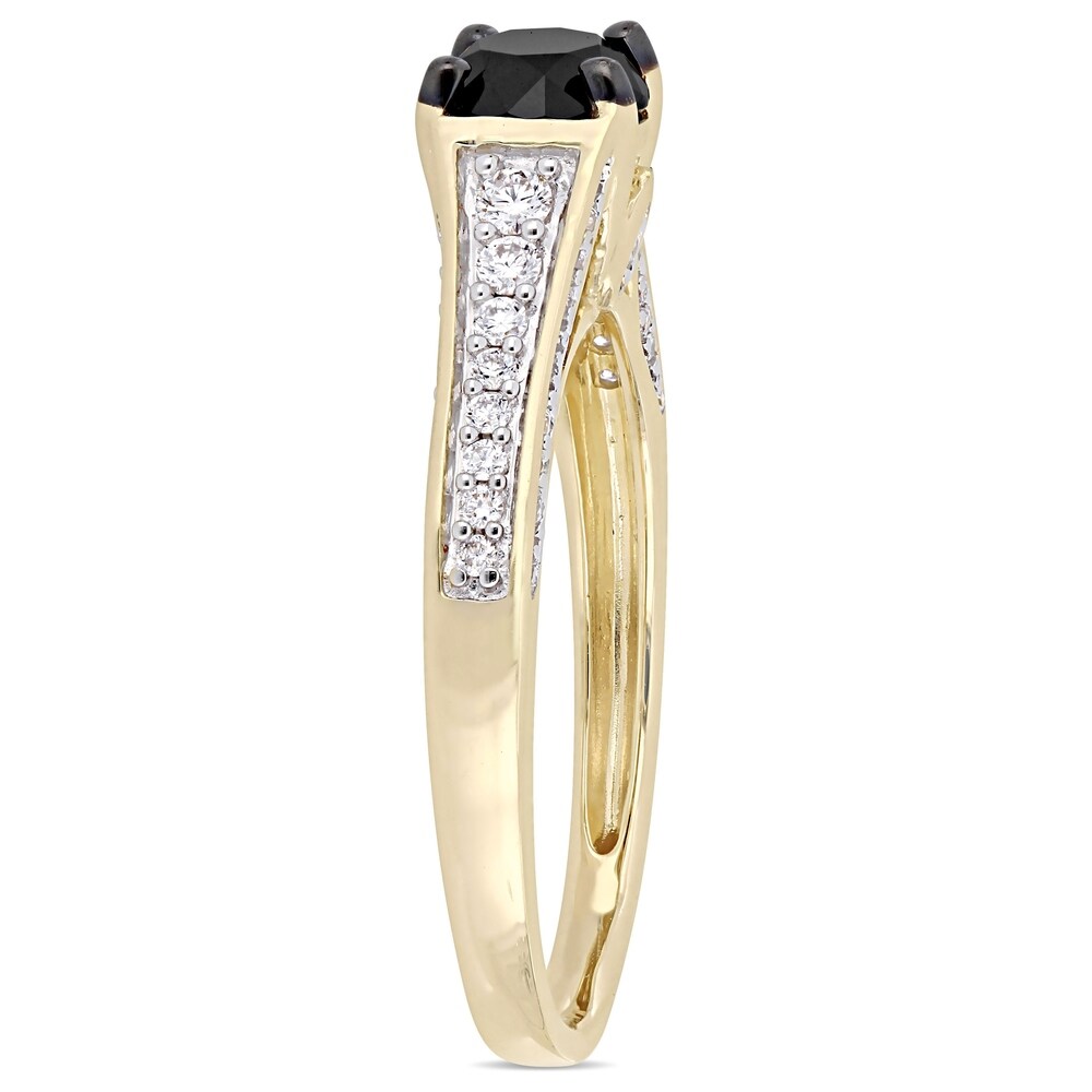 Miadora 14k Yellow Gold with Black Rhodium 1ct TDW Black and White Diamond Engagement Ring