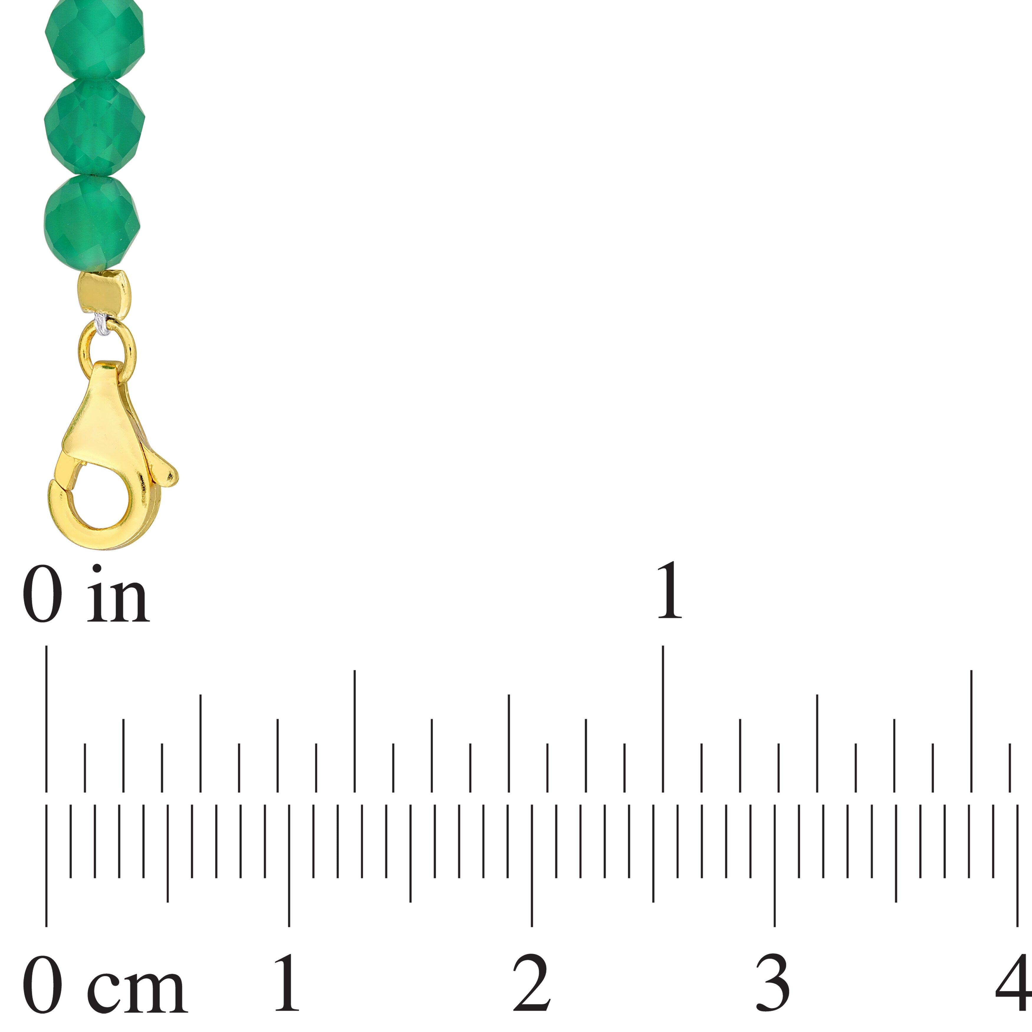 Miadora 16 2/5ct TGW Fancy-Cut Green Onyx Facetted Bead Necklace in Yellow Silver-17+2 in.