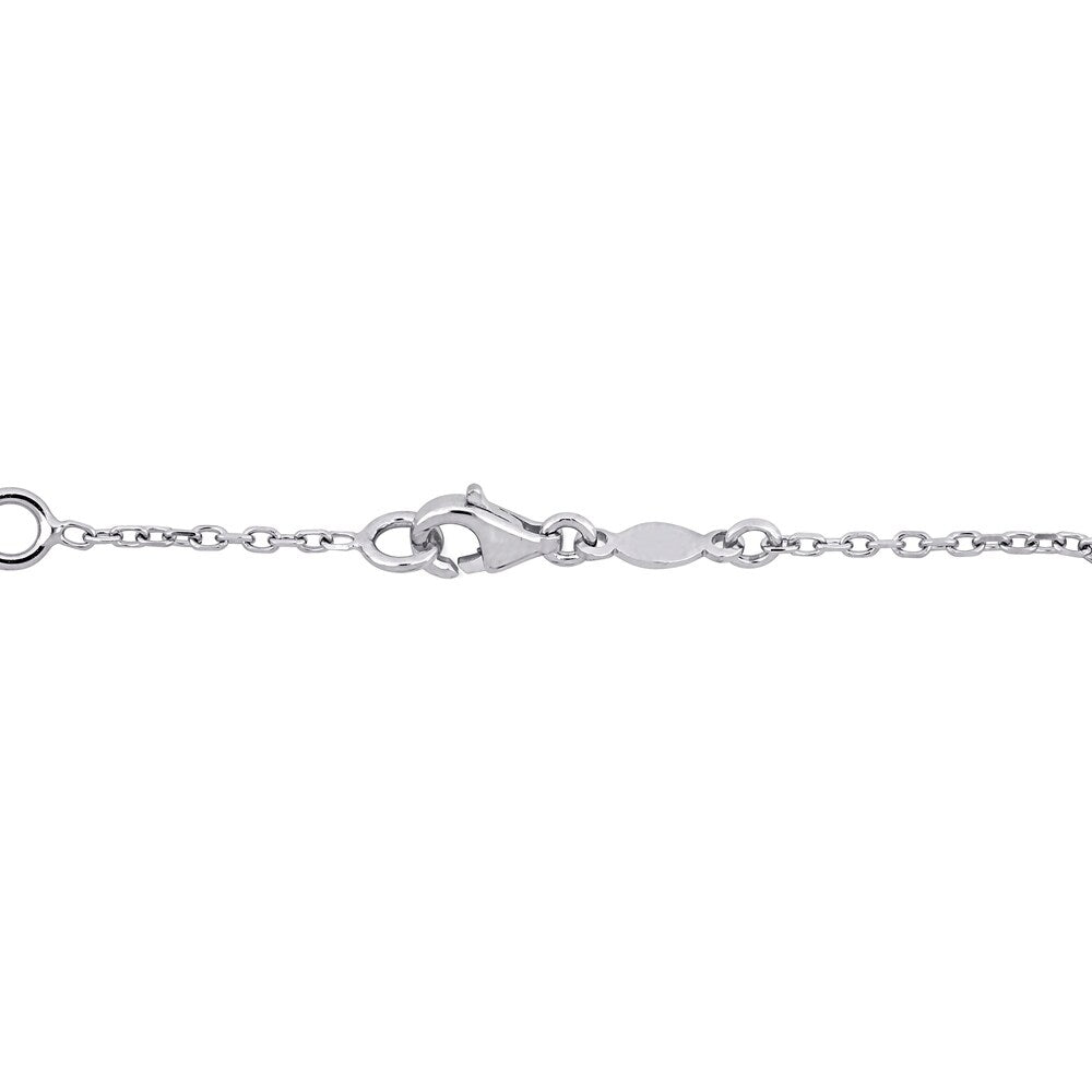 Miadora 18k 2-Tone White and Rose Gold Heart Charm ID Station Bracelet