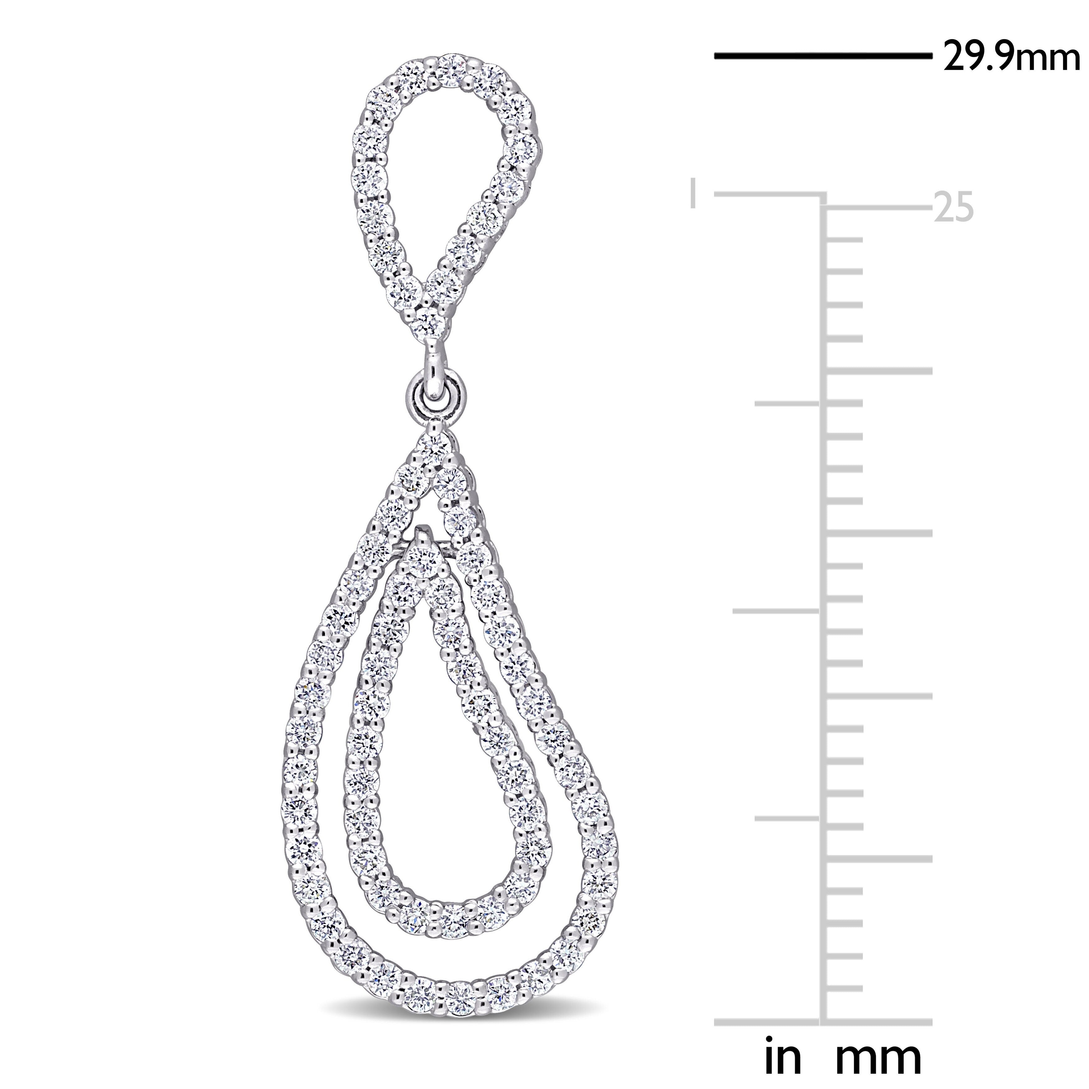 Miadora 18k White Gold 3/4ct TDW Diamond Teardrop Multi-Hoop Dangle Earrings