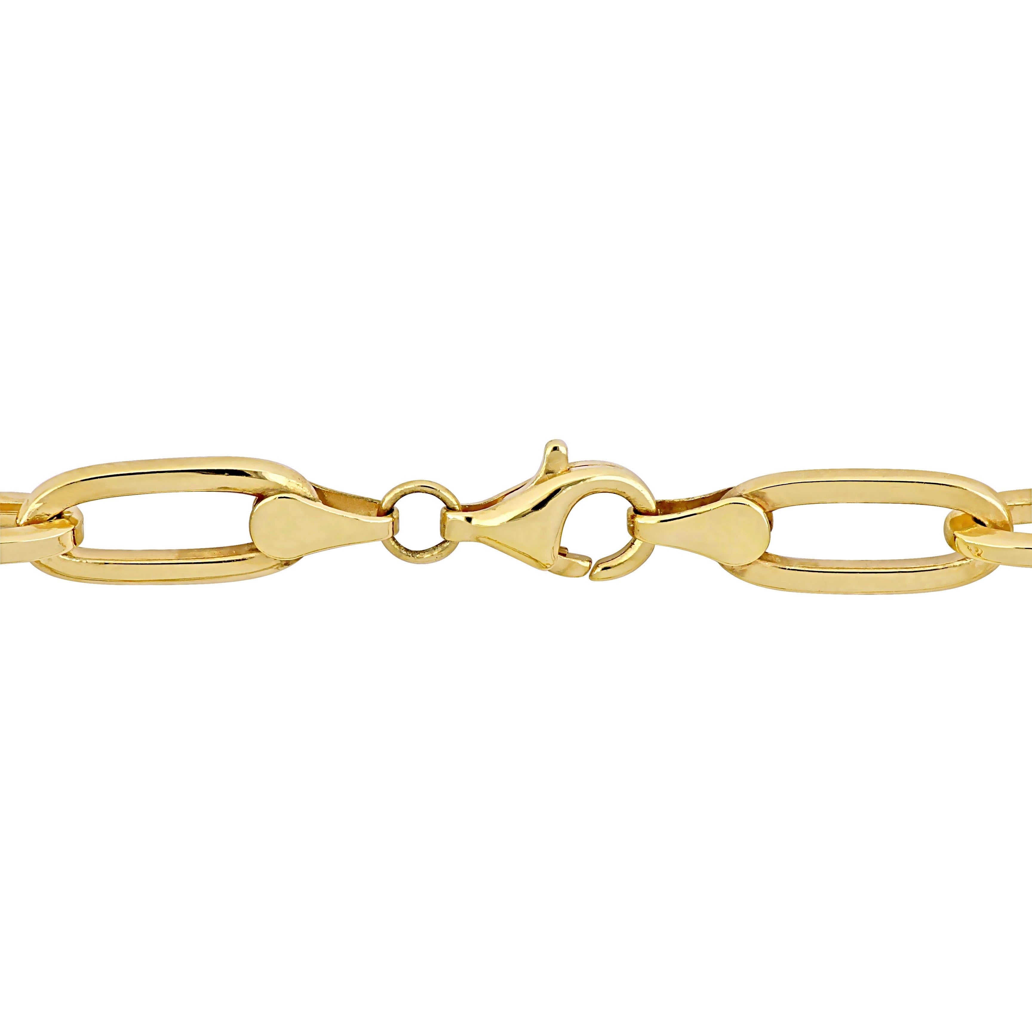 Miadora 18k Yellow Gold Plated Sterling Silver Cultured Freshwater Pearl Oval Link Chain Necklace