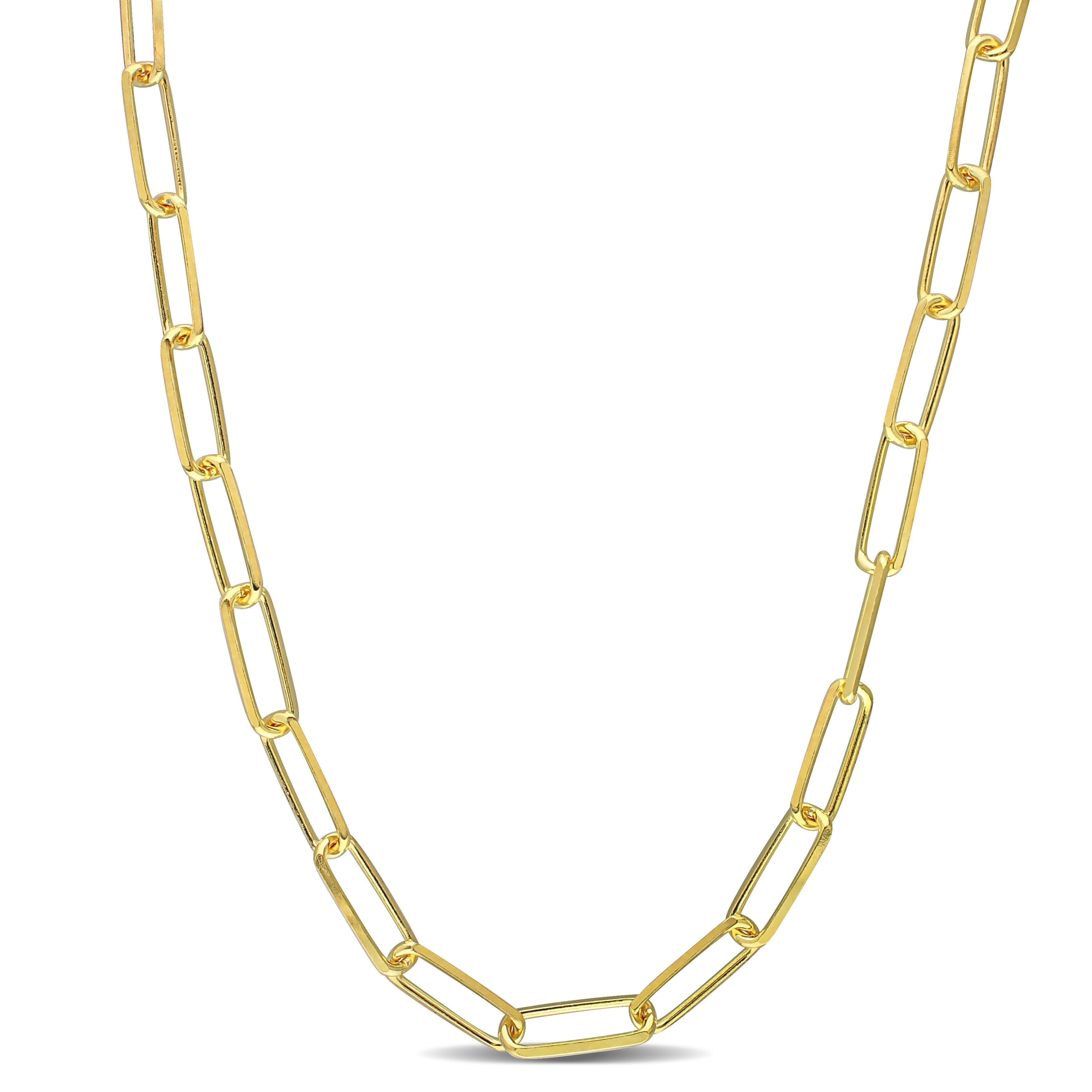 Miadora 18kt Yellow Gold Plated Sterling Silver Diamond Cut Paperclip Necklace
